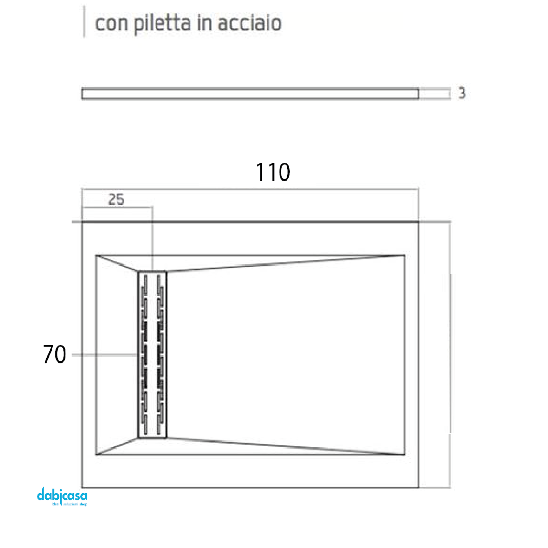 RelaxDesign "Rive Side Solid" Piatto Doccia In Marmoresina Da 70x110 Bianco