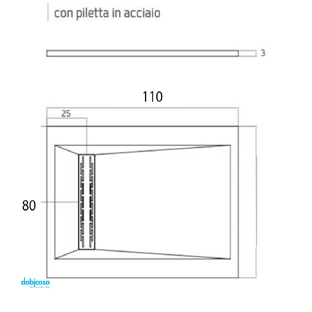 RelaxDesign "Rive Side Solid" Piatto Doccia In Marmoresina Da 80x110 Bianco