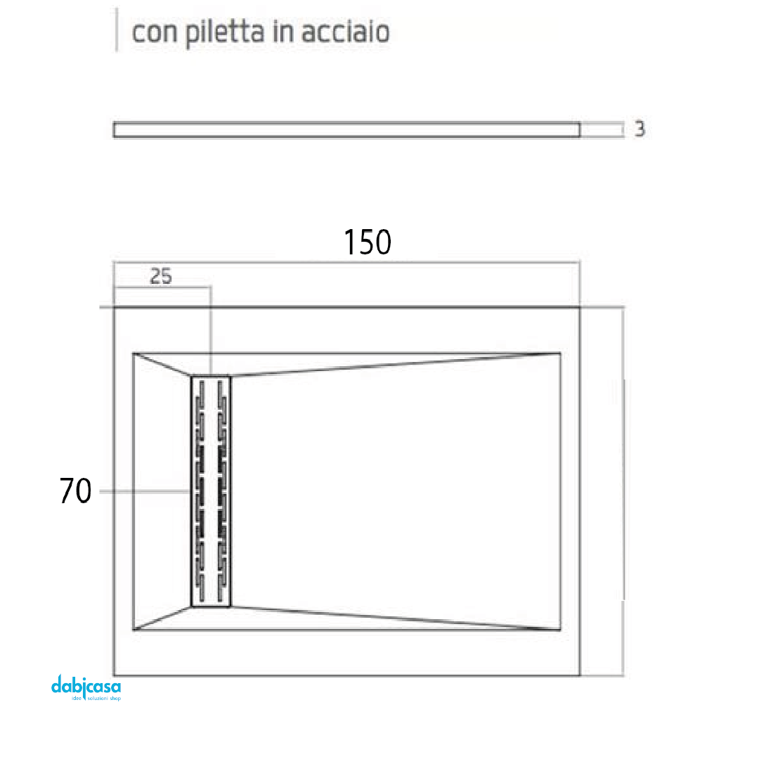 RelaxDesign "Rive Side Solid" Piatto Doccia In Marmoresina Da 70x150 Bianco