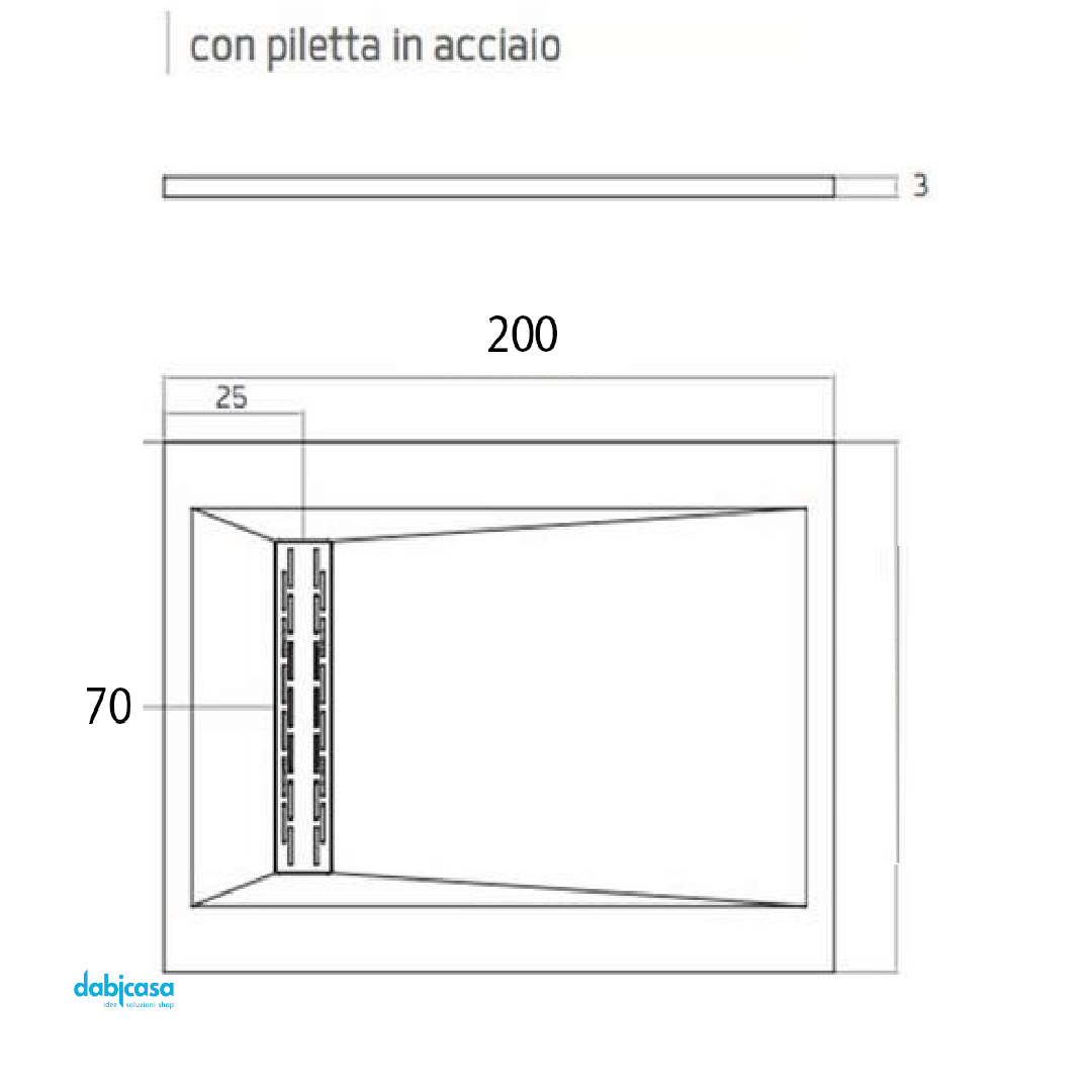 RelaxDesign "Rive Side Solid" Piatto Doccia In Marmoresina Da 70x200 Bianco