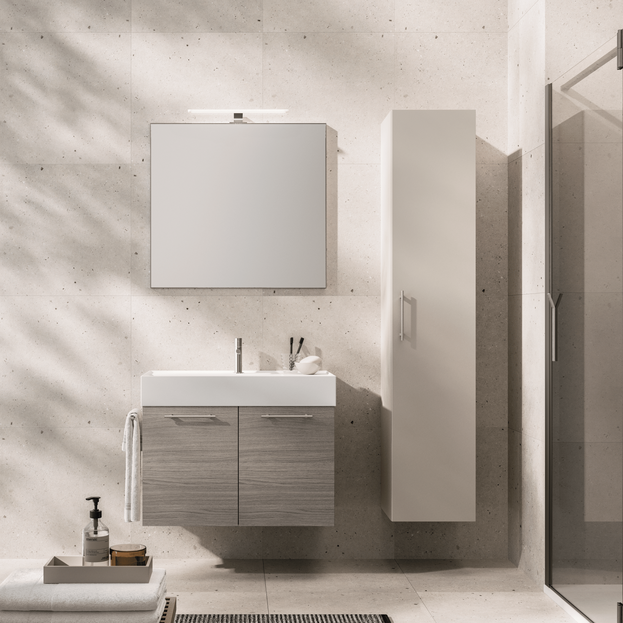 Arkitmobel Mobile da bagno compatto sospeso colore rovere Alaska stile moderno 58 x 40 x 2 cm (lavabo incluso Arkitmobel Mobile da bagno compatto sospeso colore rovere Alaska stile moderno 58 x 40 x 2 cm (lavabo incluso