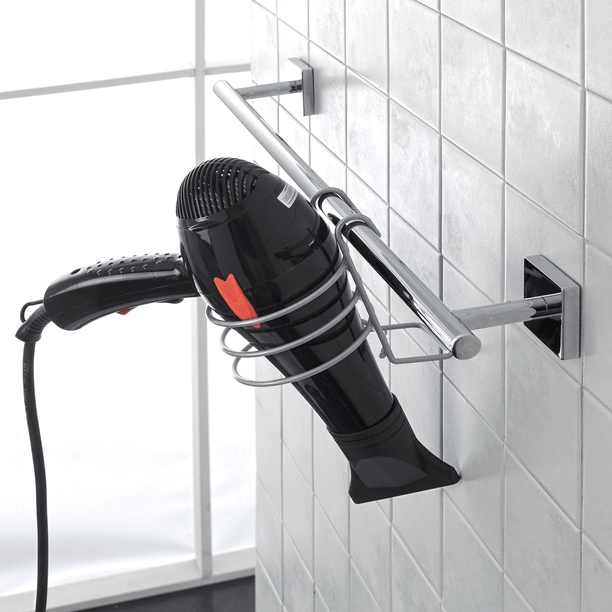 Supporto Asciugacapelli Francy - Acciaio Cromato, 13x13x13 Cm, Design Compatto - Foto 8