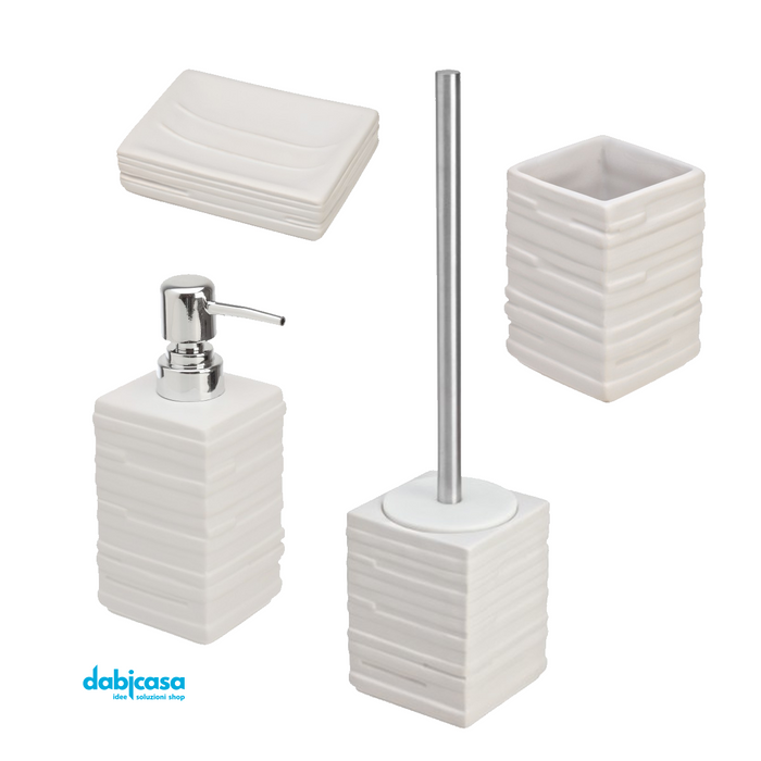Accessori d'appoggio "Brik" Set 4 pezzi Colore Bianco freeshipping - Dabicasa