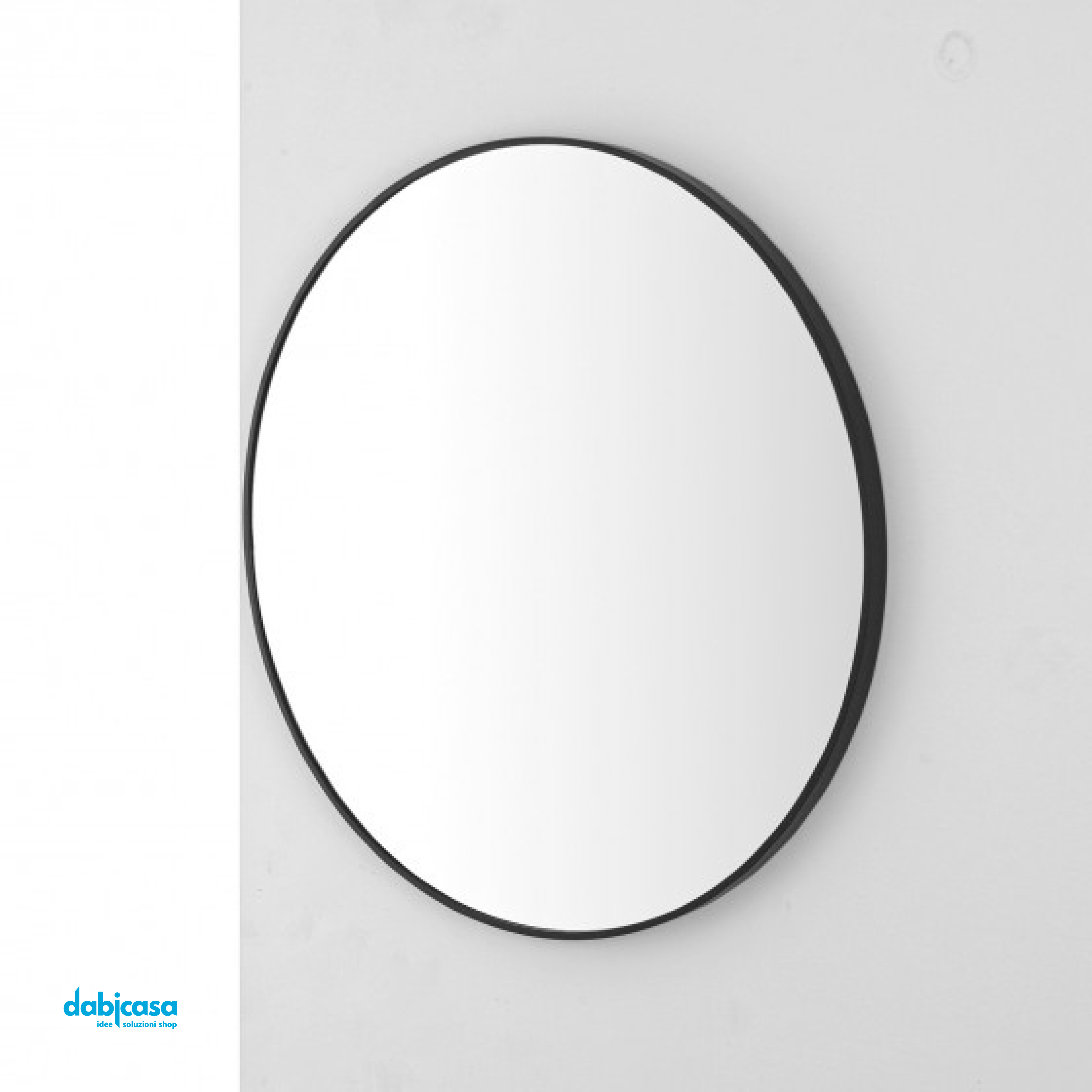 Specchio Metal Tondo Diametro da 80 cm Con Cornice Nero – Dabicasa