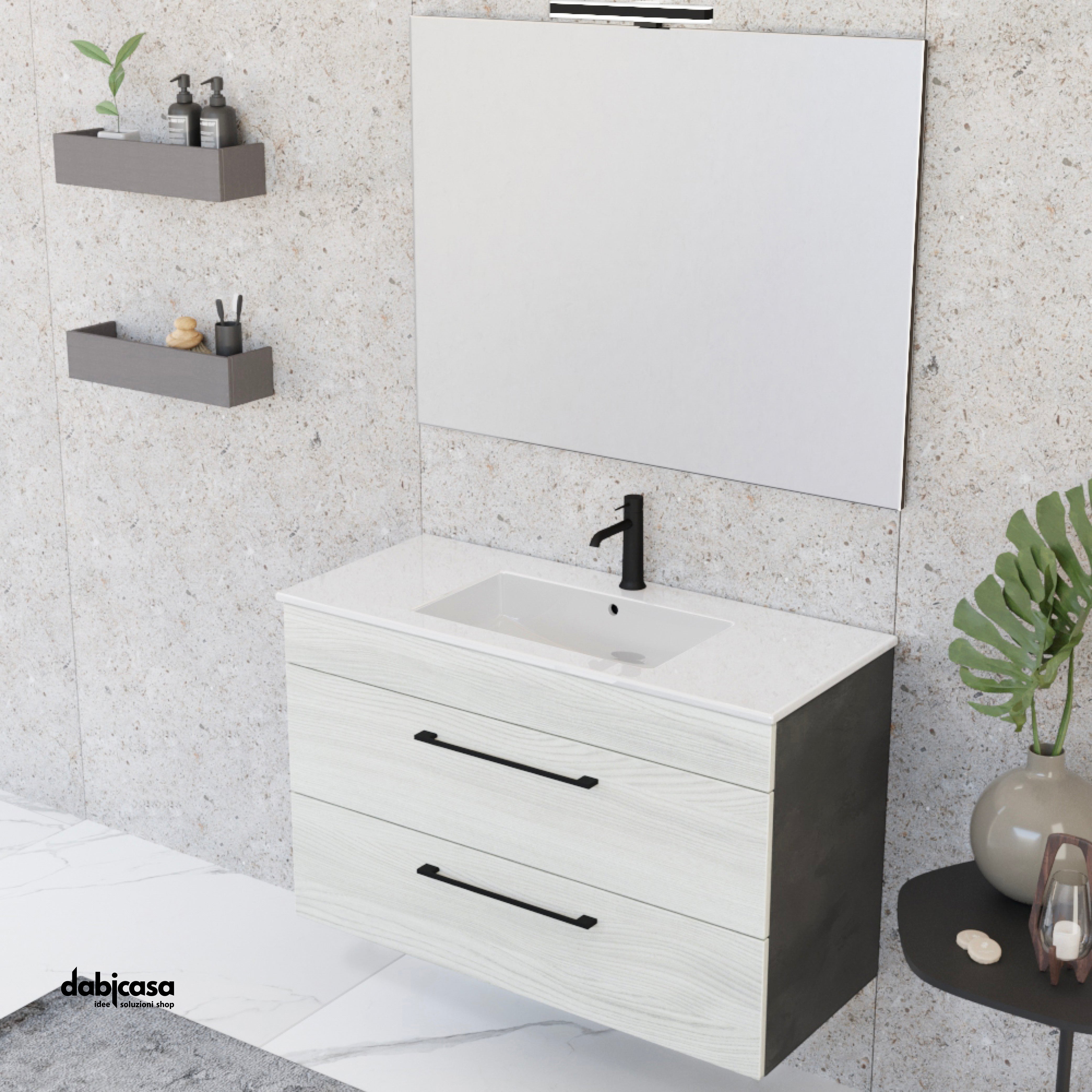 Mobile Bagno Clever Unit Six Sospeso da 101 cm White Elm/Cemento Gri –  Dabicasa