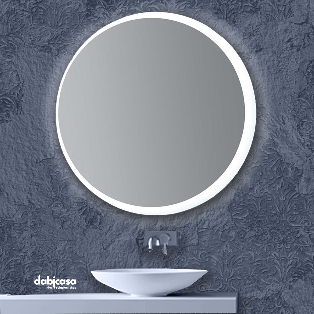 Specchio bagno filo lucido 60x60 cm con lampada led