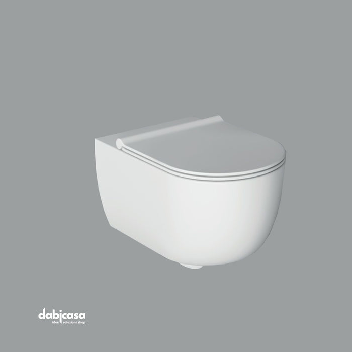 Alice Ceramica "Unica" Wc sospeso filo parete da 55 cm Bianco Opaco s/brida freeshipping - Dabicasa