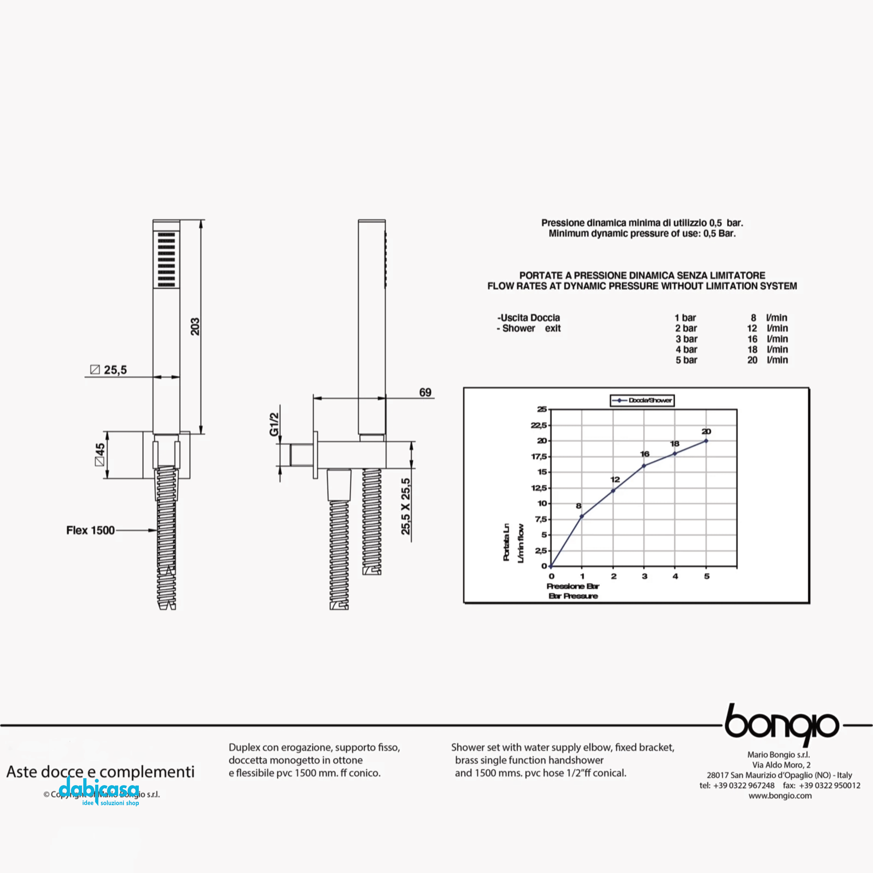 Bongio "Wellness" Set Doccia Completo C/Soffione Da Diam.30 Cm Tondo In Ottone Finitura Cromo Lucido