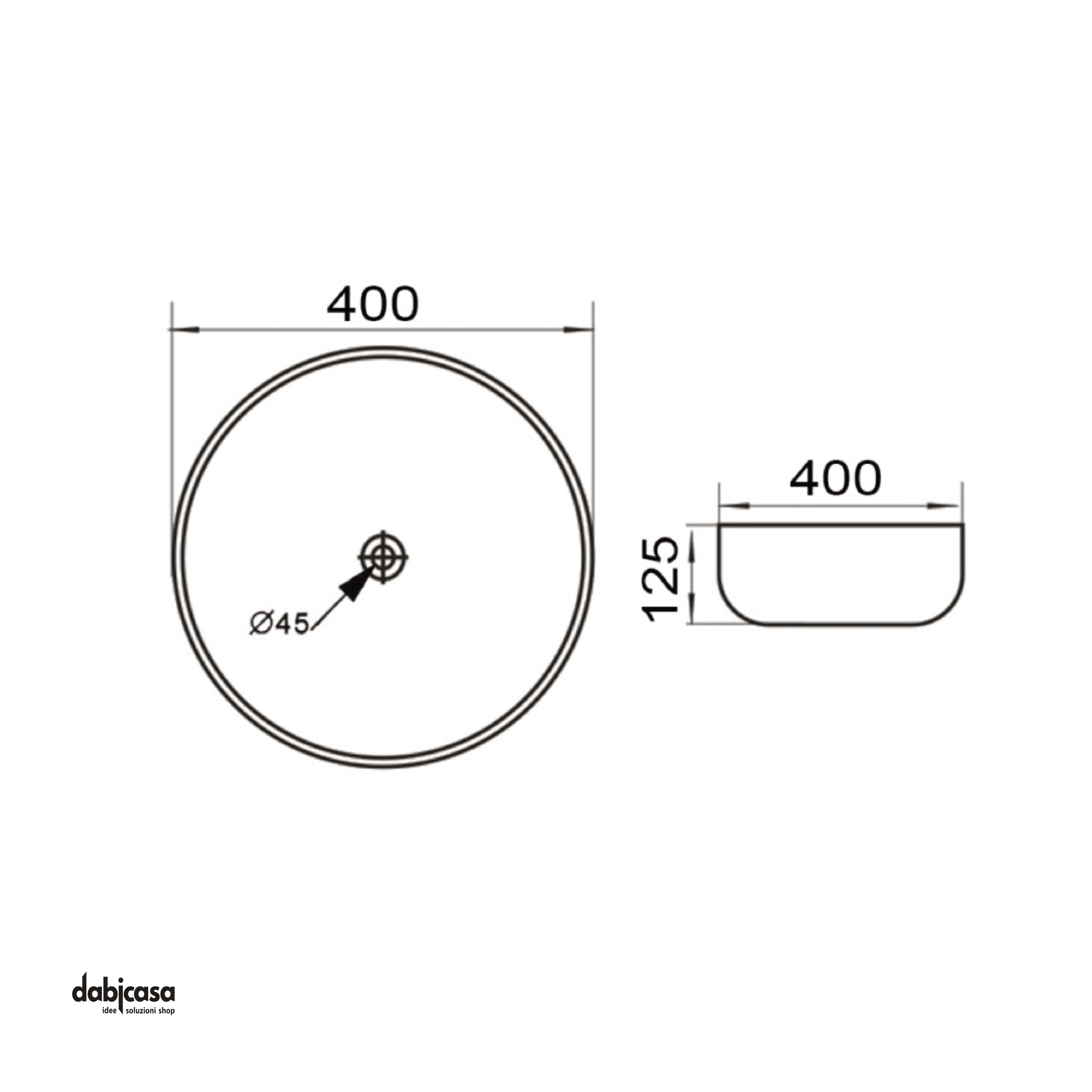 Lavabo D'Appoggio In Ceramica Bianco Opaco Diam. 40