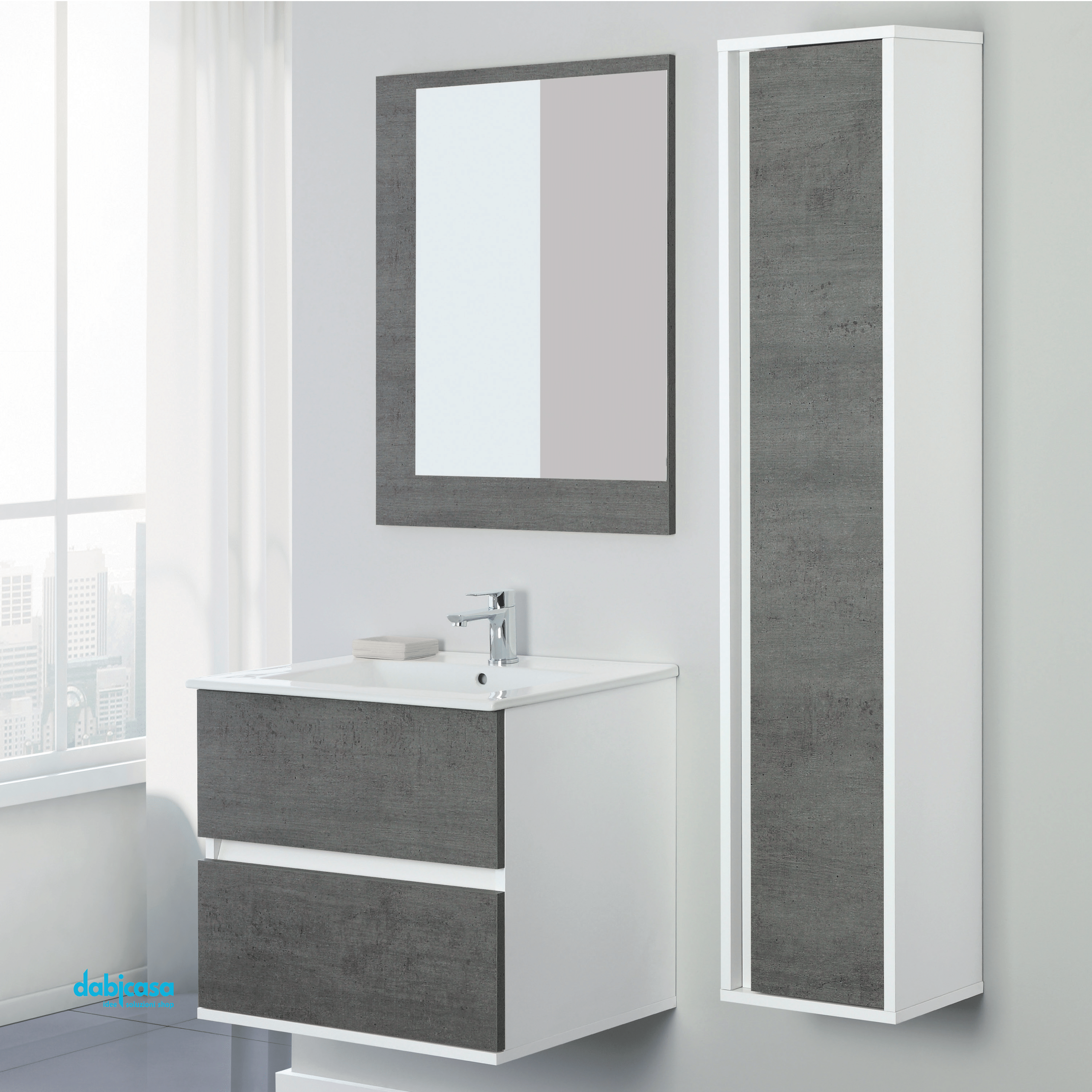 Mobile Bagno "Fabula 60" Colore Grigio Cemento