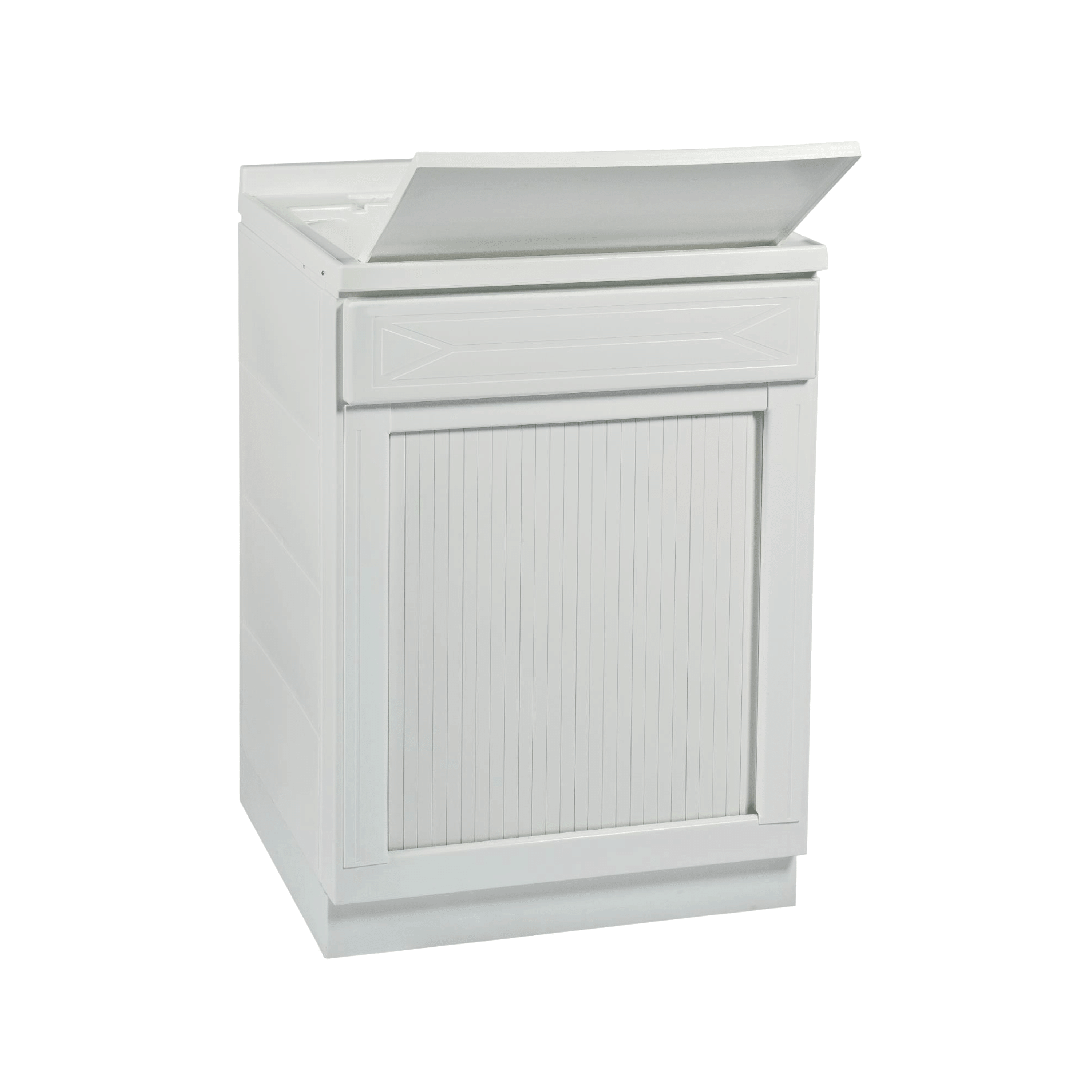 Lavatoio a Terra Per Interno/Esterno 60x60 Un'Anta Apertura Scorrevole Con Vasca Sifone e Tavoletta "Dafne" Bianco