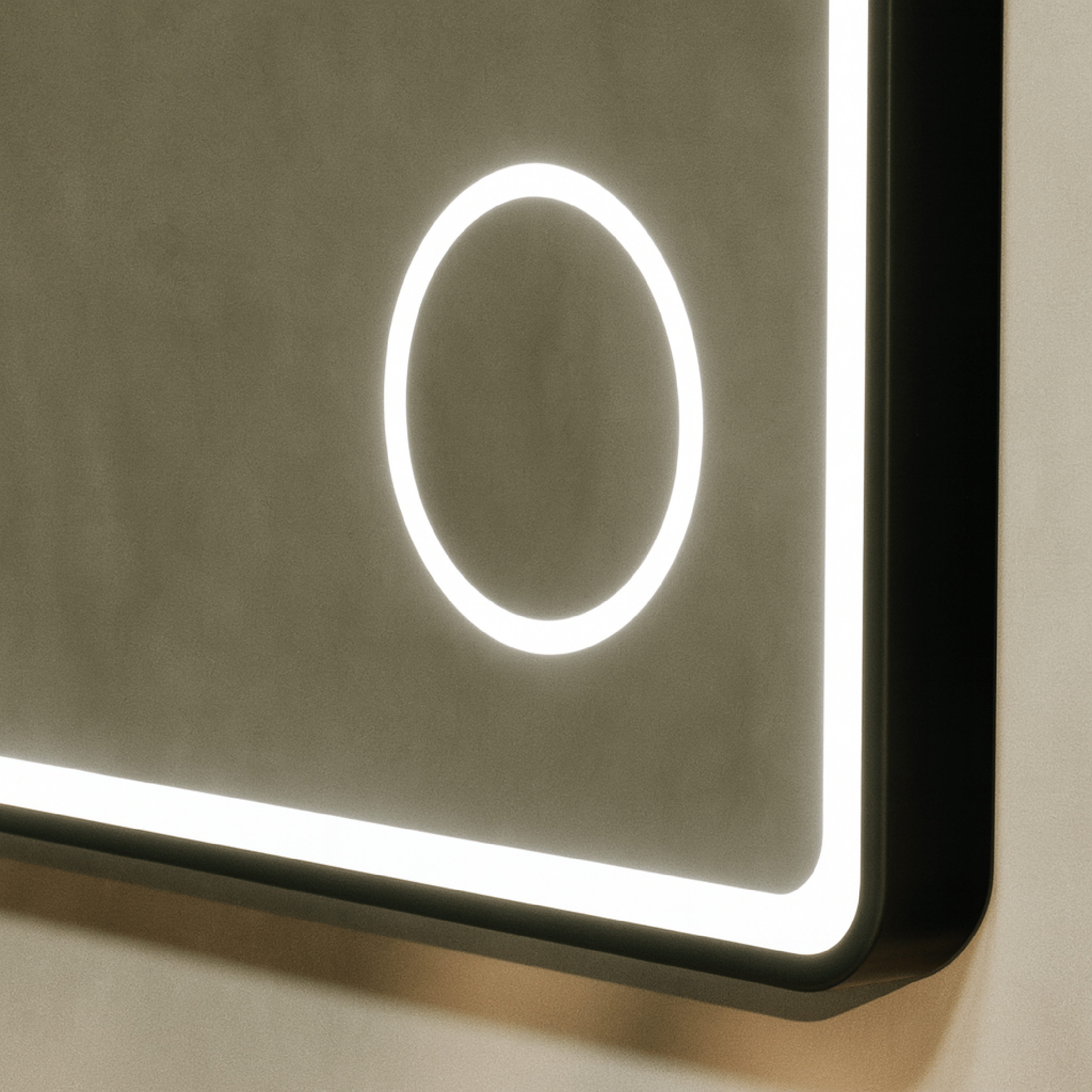 Specchio Rettangolare Illuminazione Frontale 100x60 Con Touch Accensione e Tasto Antifog "Etera" Nero Opaco