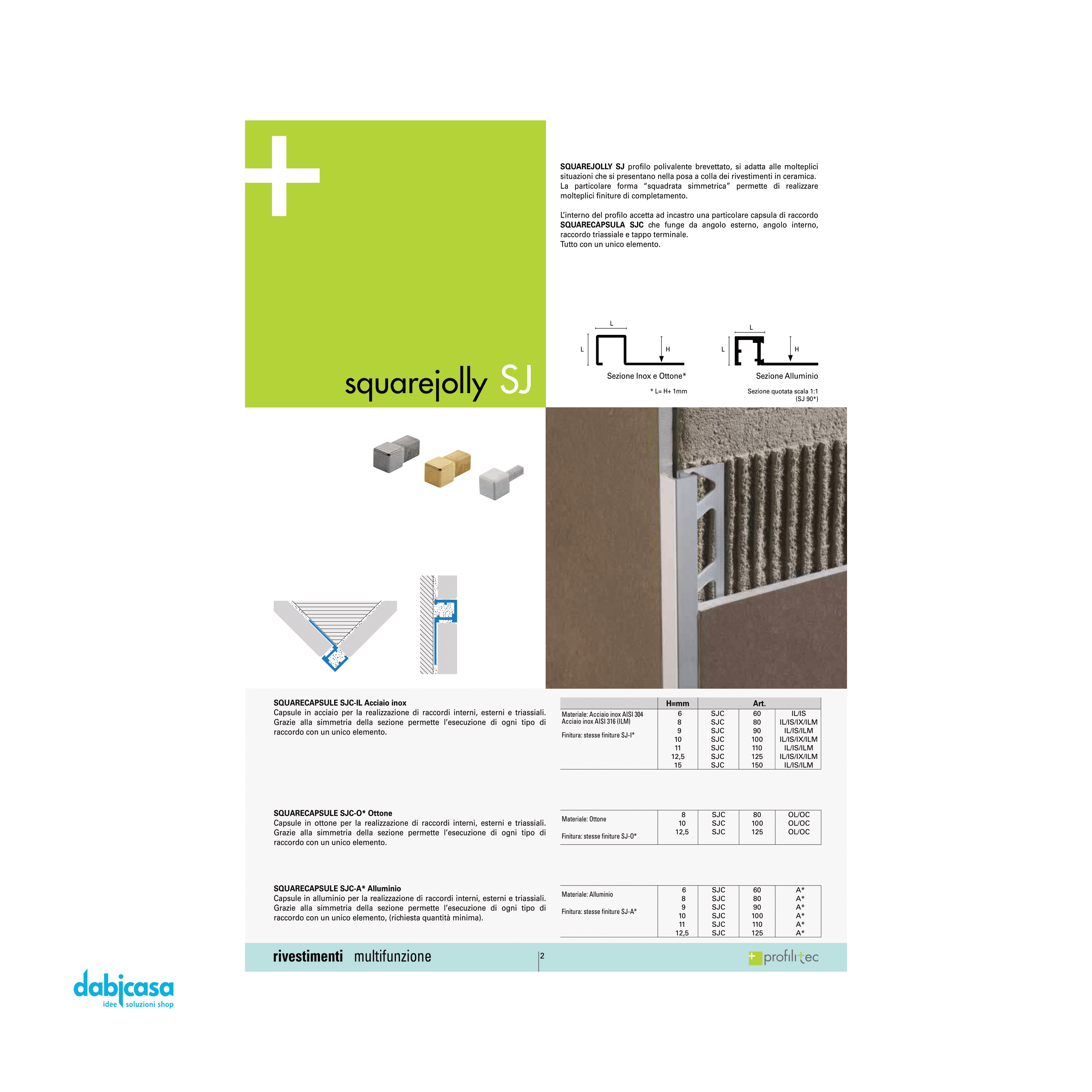 ProfiliTec "Squarejolly" Profilo In Alluminio Verniciato Finitura Bianco Antico Groffato