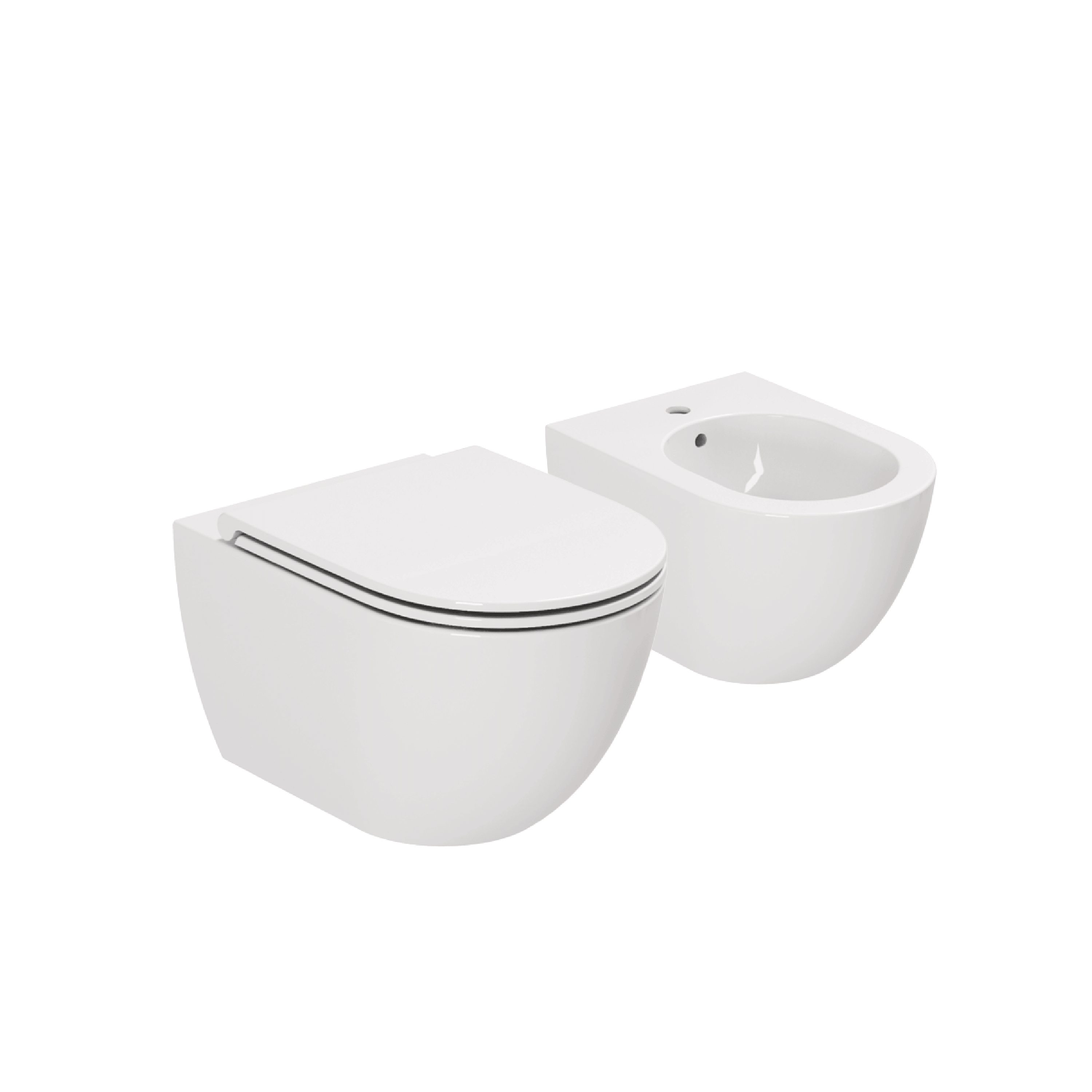 Coppia Di Sanitari Sospesi Senza Brida Azzurra Ceramica "Comoda" Bianco Lucido