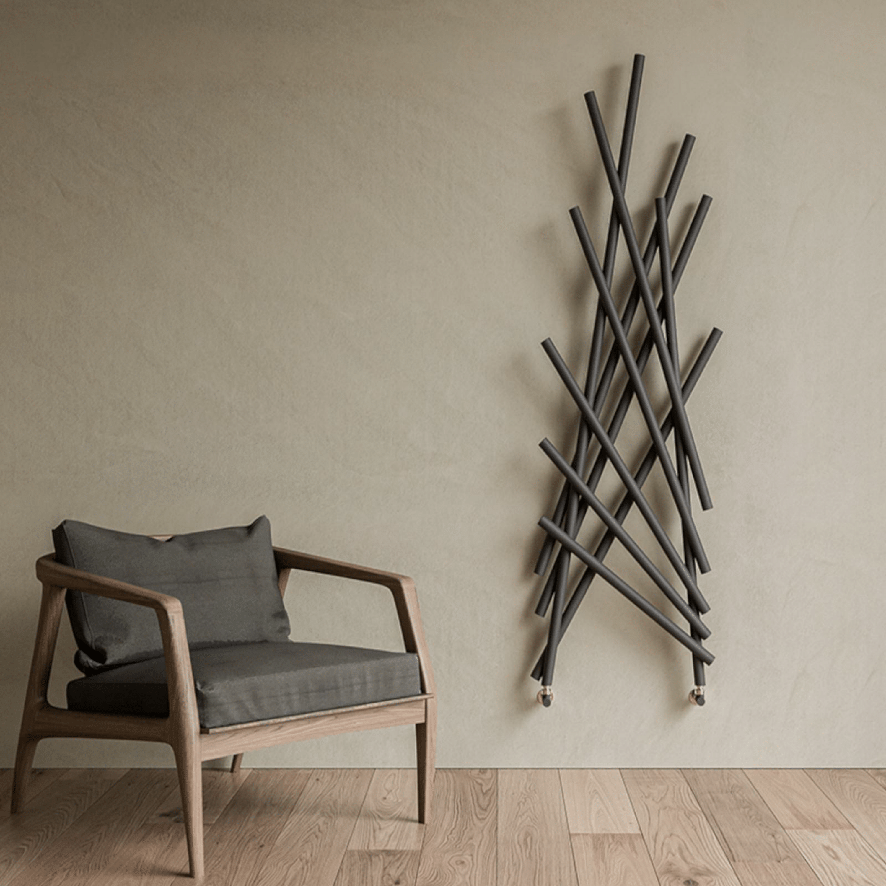 Termoarredo Scaldasalviette Dritto 173,4x56,8 Interasse 45 cm Lazzarini "Shanghai" Antracite