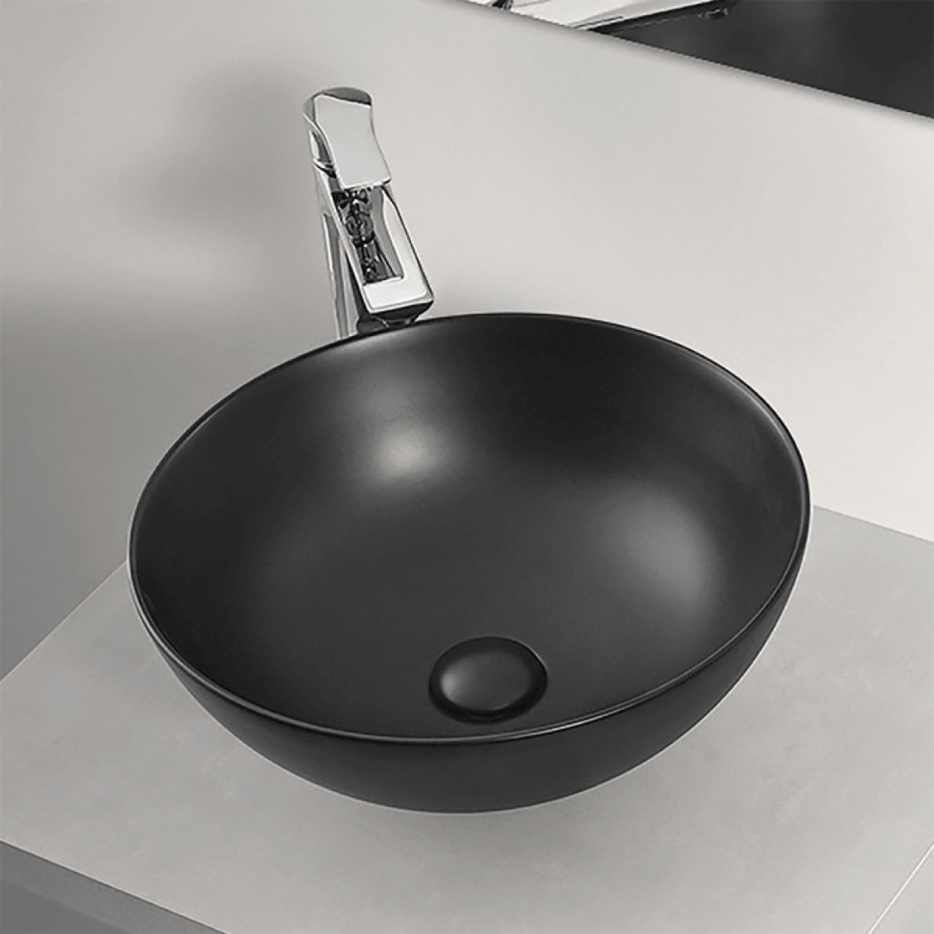 Lavabo D'Appoggio Da Diam.40 Cm Nero Opaco