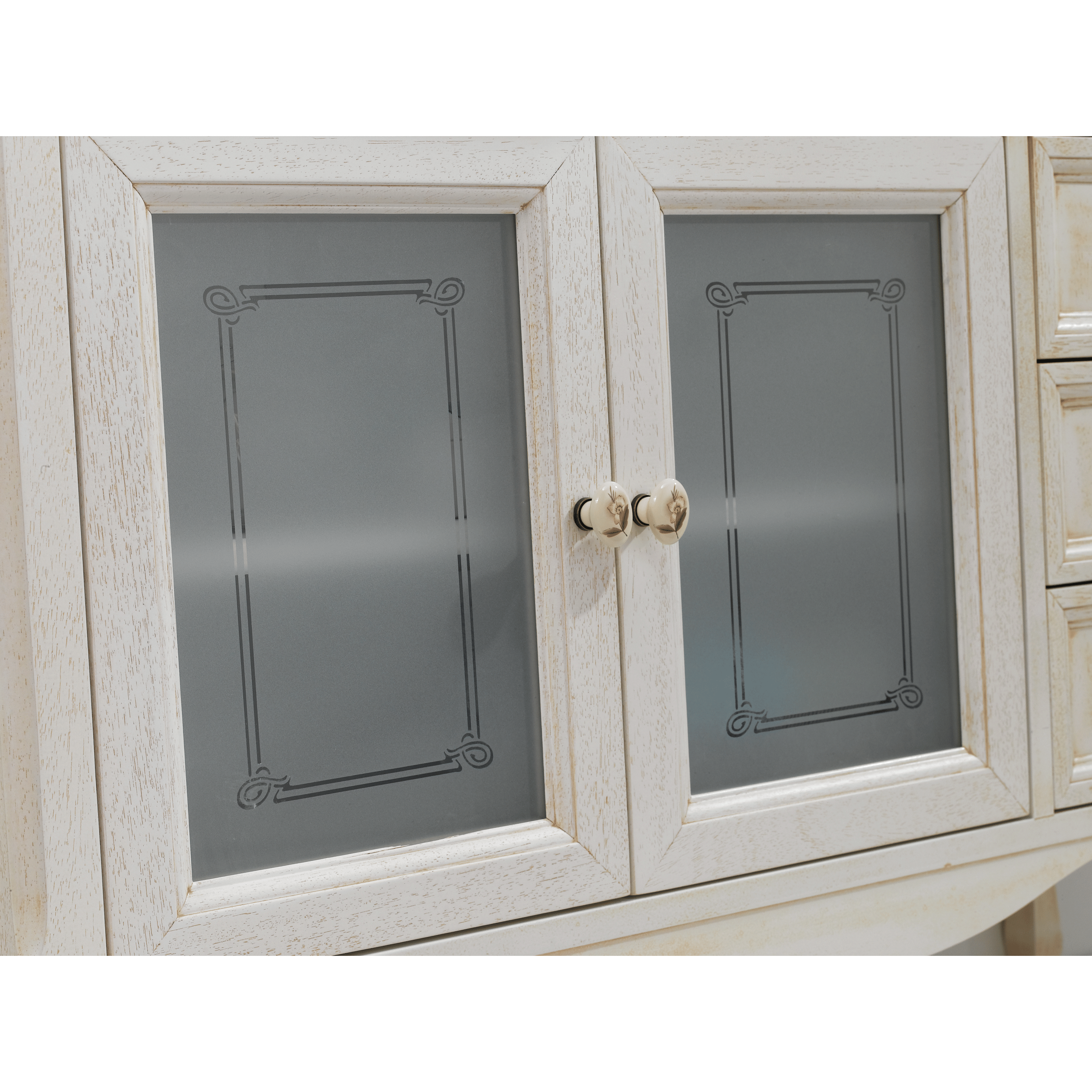 Mobile Bagno a Terra 105 Cm Due Ante Tre Cassettini Specchio Con Lampada Led 75x100 Cm Esseci Arredo Bagno "Daiana"