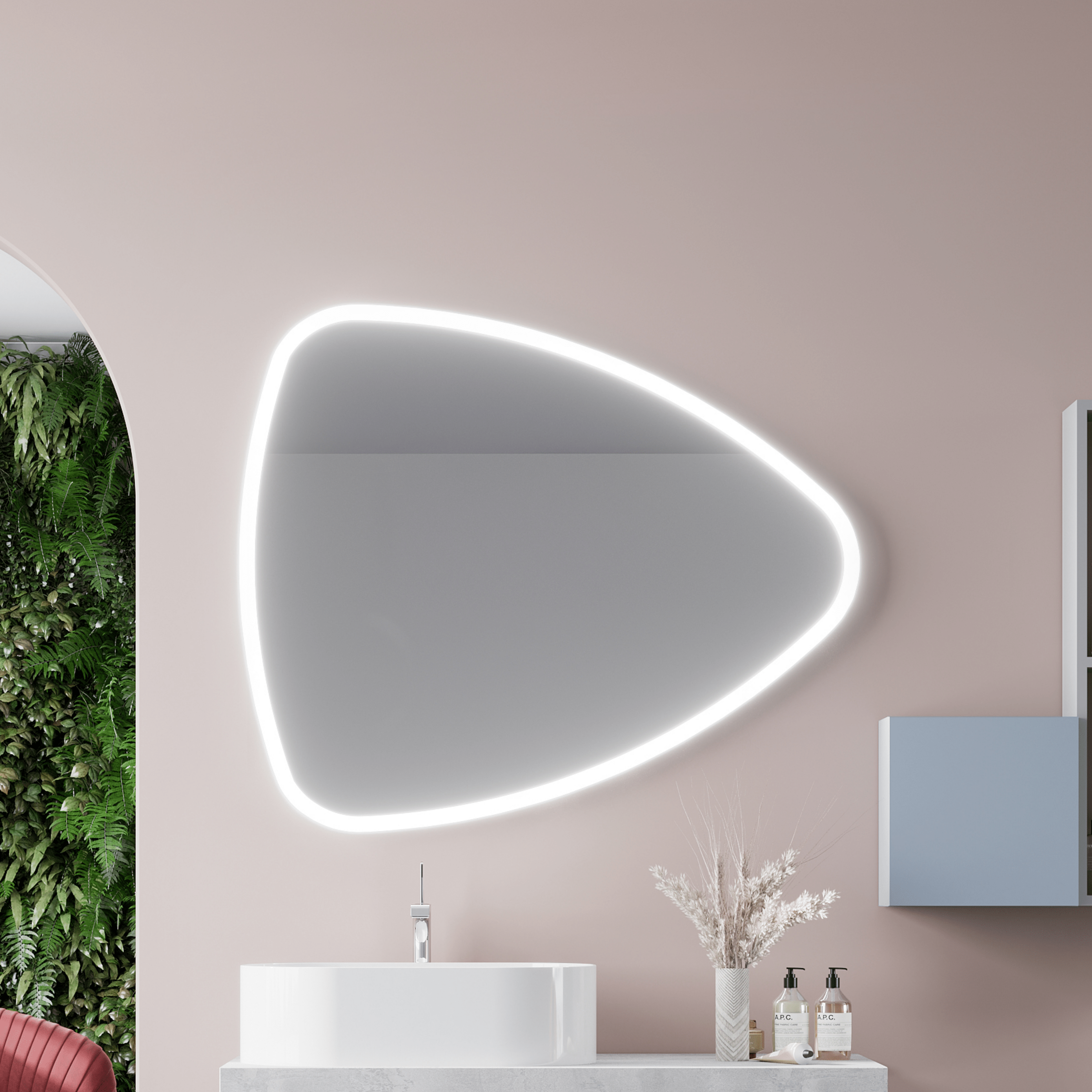 Specchio Perimetrale 100x85 Reversibile Con Illuminazione Frontale Savini Due