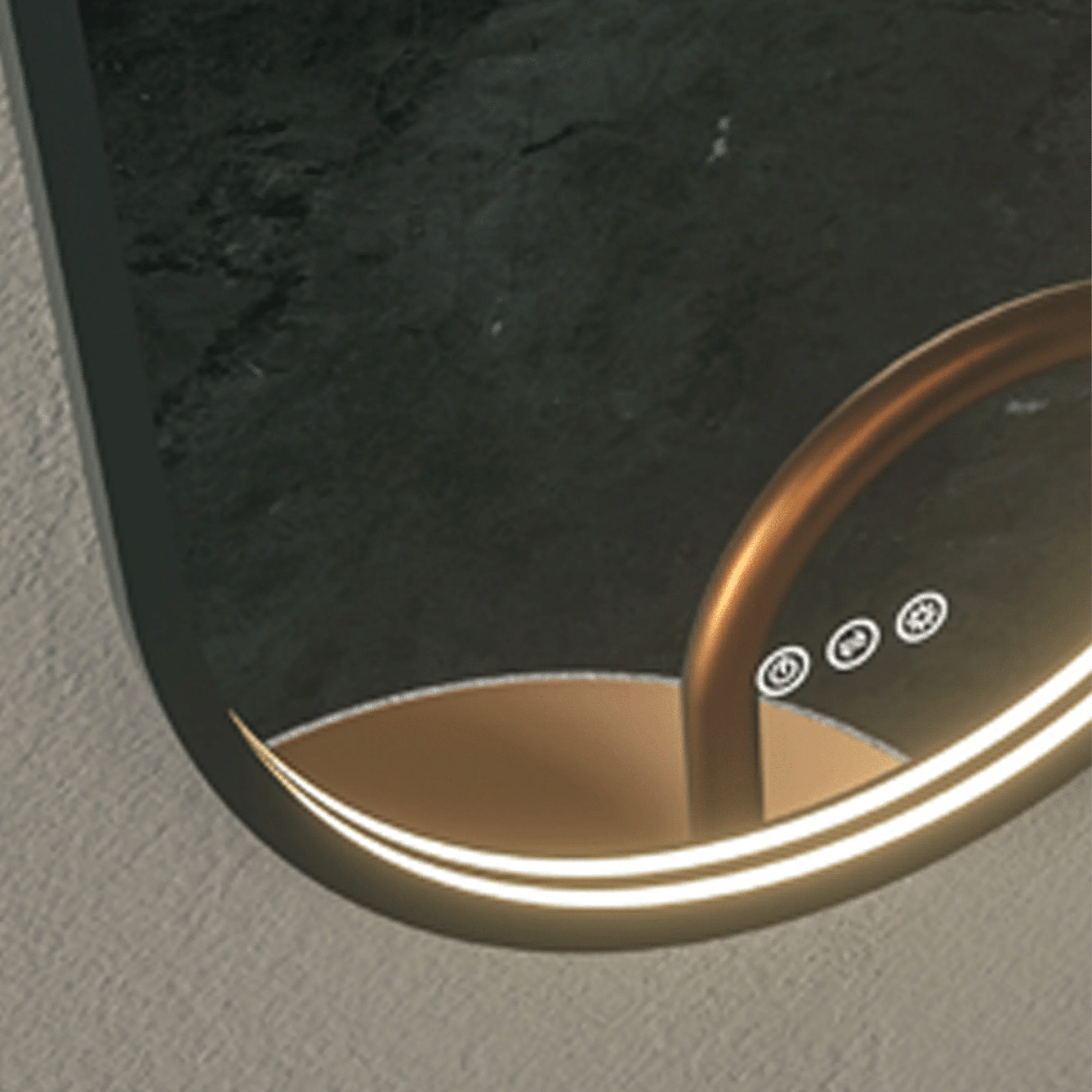 Specchio Ovale Illuminazione Frontale 40x80 Con Cornice Nera Antifog Manuale e 3 Tonalità Di Luce