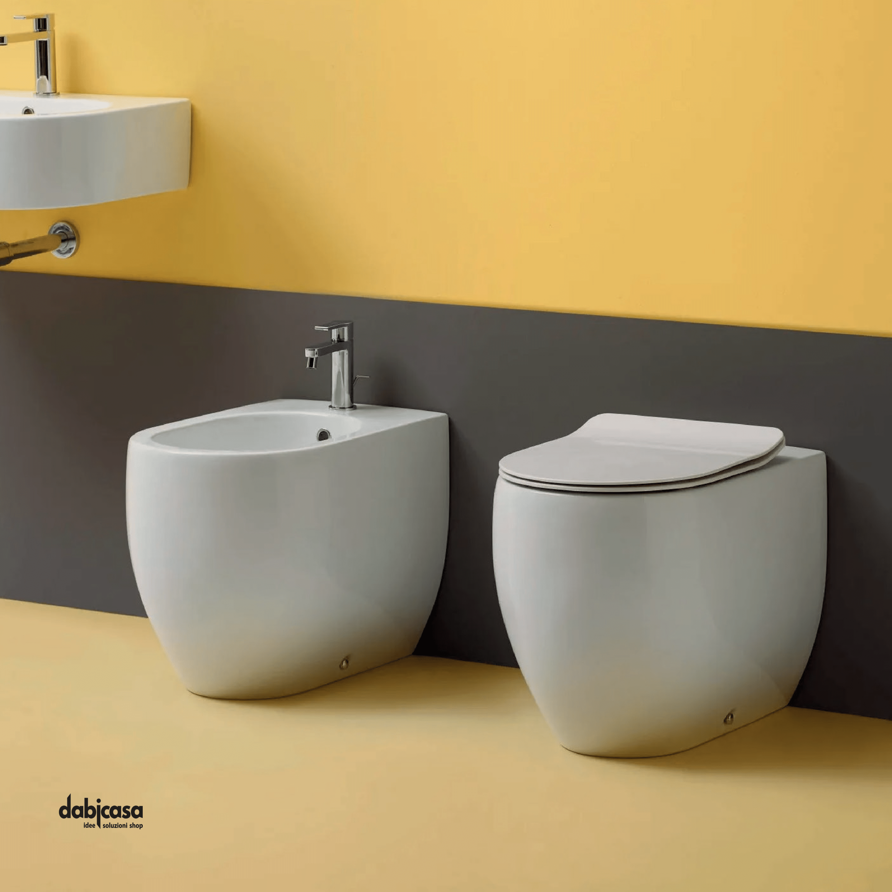 Kerasan "Flo 56" Wc Da Terra Filo Parete Bianco Lucido