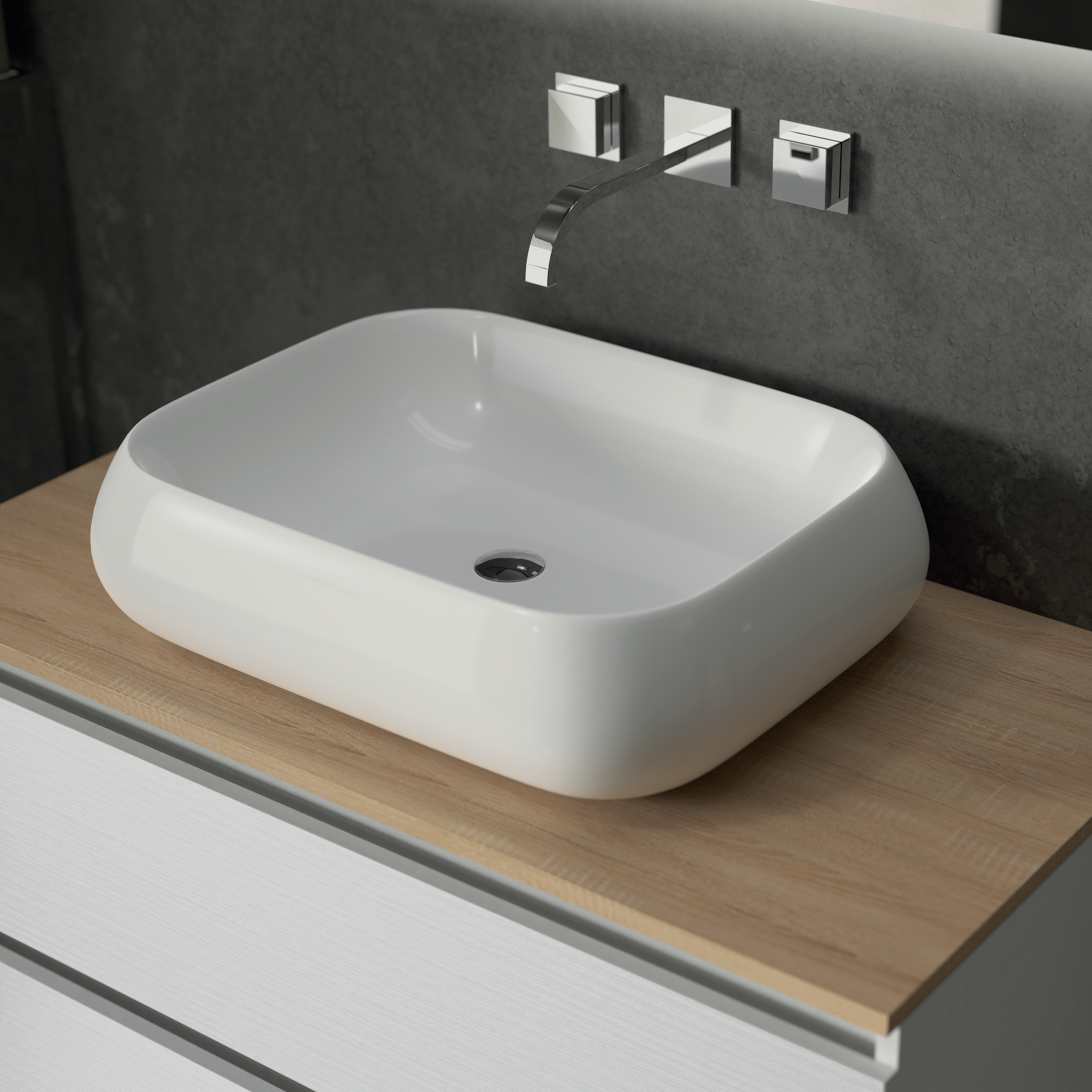 Mobile Bagno Sospeso Due Cassetti Specchio Retroilluminato 90x70 Cm Esseci Arredo Bagno "Sofia"