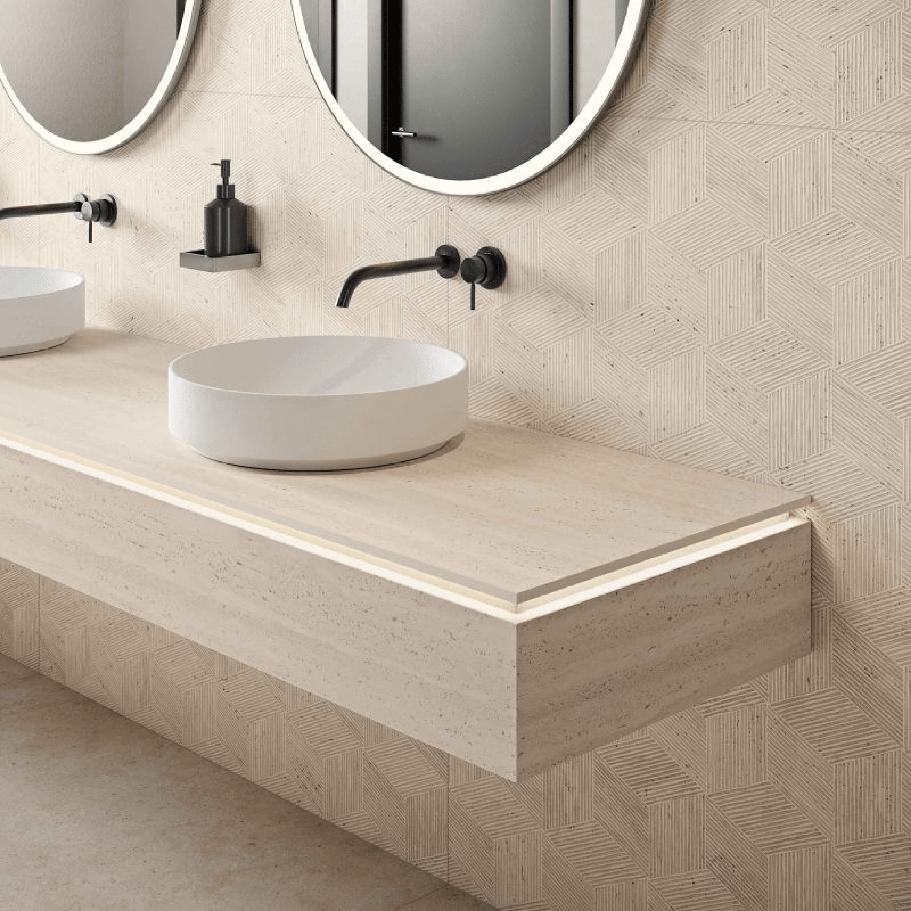 Abk Group Industrie Ceramiche Rettificato 60x120 Cm "Sensi Roma" Cube Ivory 3D Tech