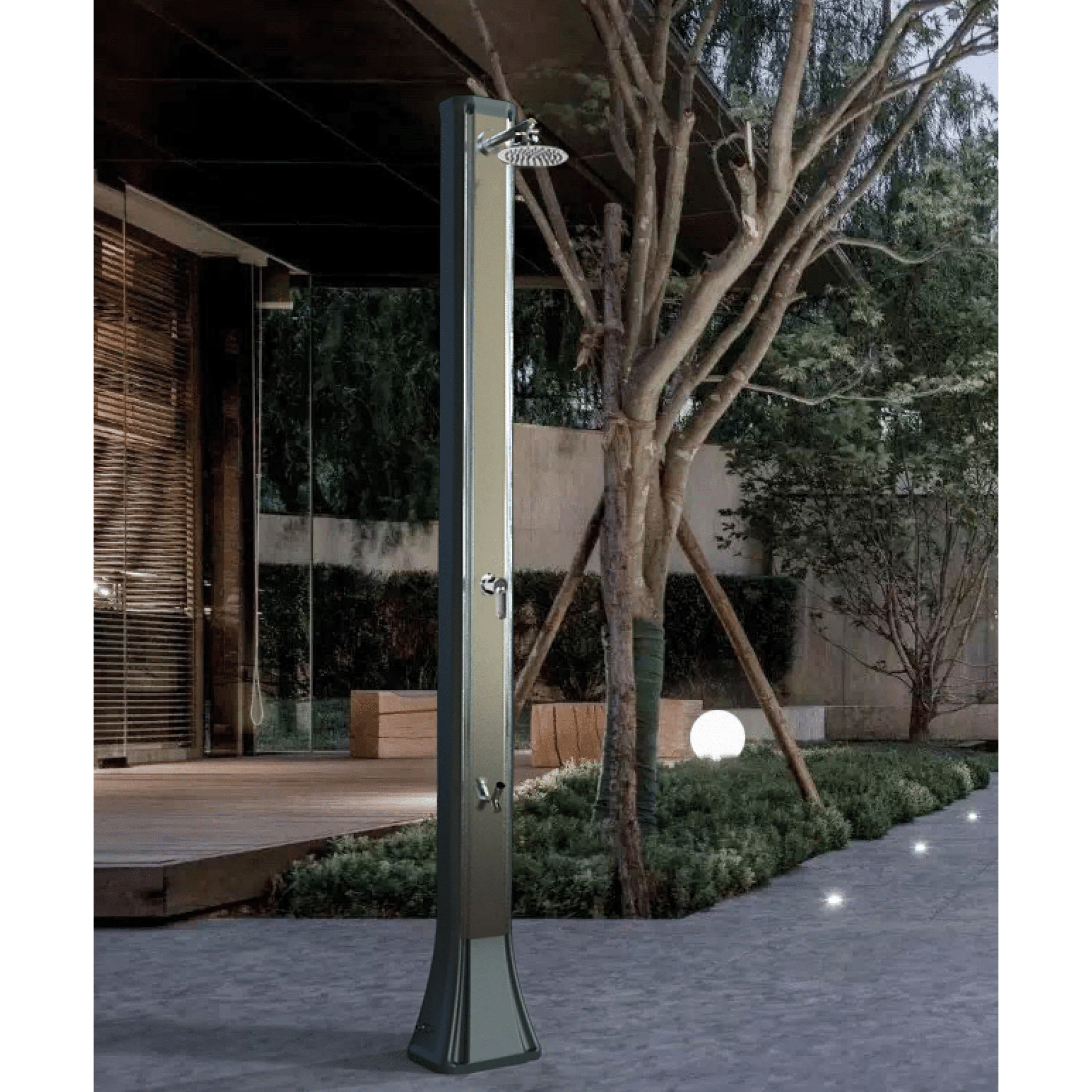 Doccia Solare Per Esterno 36 Lt Con Soffione Miscelatore e Lavapiedi Arkema "Big Happy Five F620/90" Anthracite