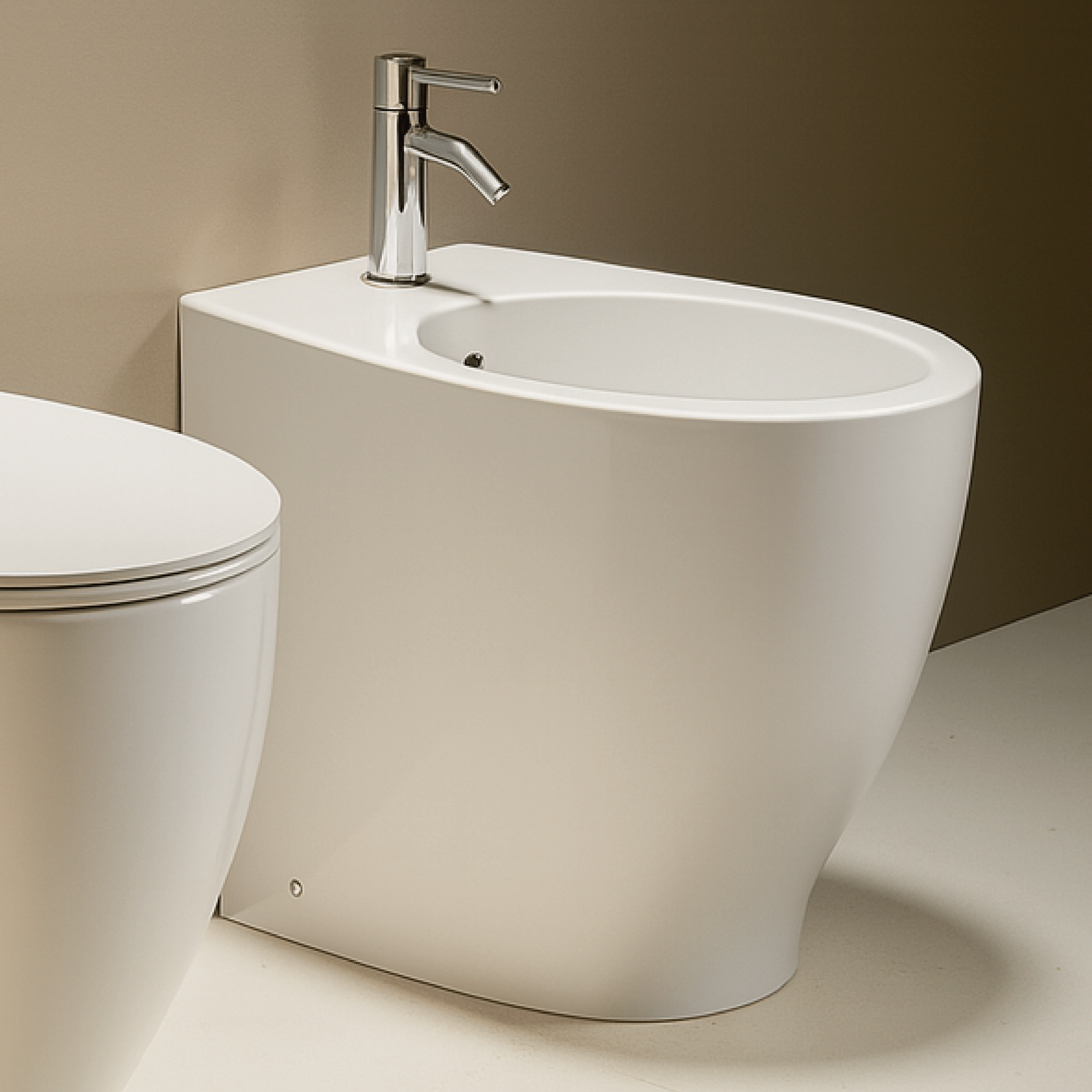 Bidet a Terra Domus Falerii "Gran Mascalzone" Bianco Lucido