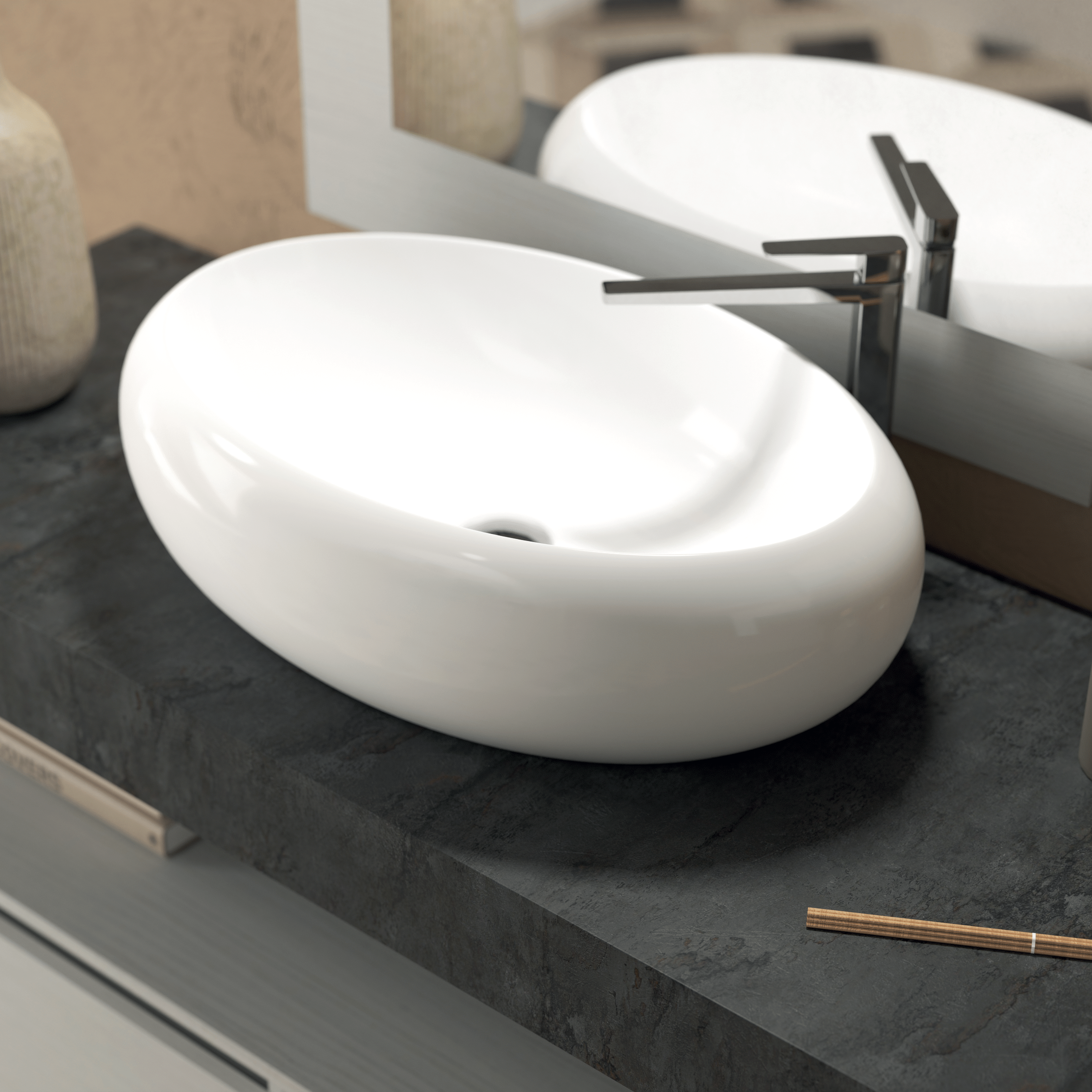 Mobile Bagno Sospeso 160 Cm Due Cassetti Specchio Con Lampada Led 90x70 Cm Esseci Arredo Bagno "Procida"