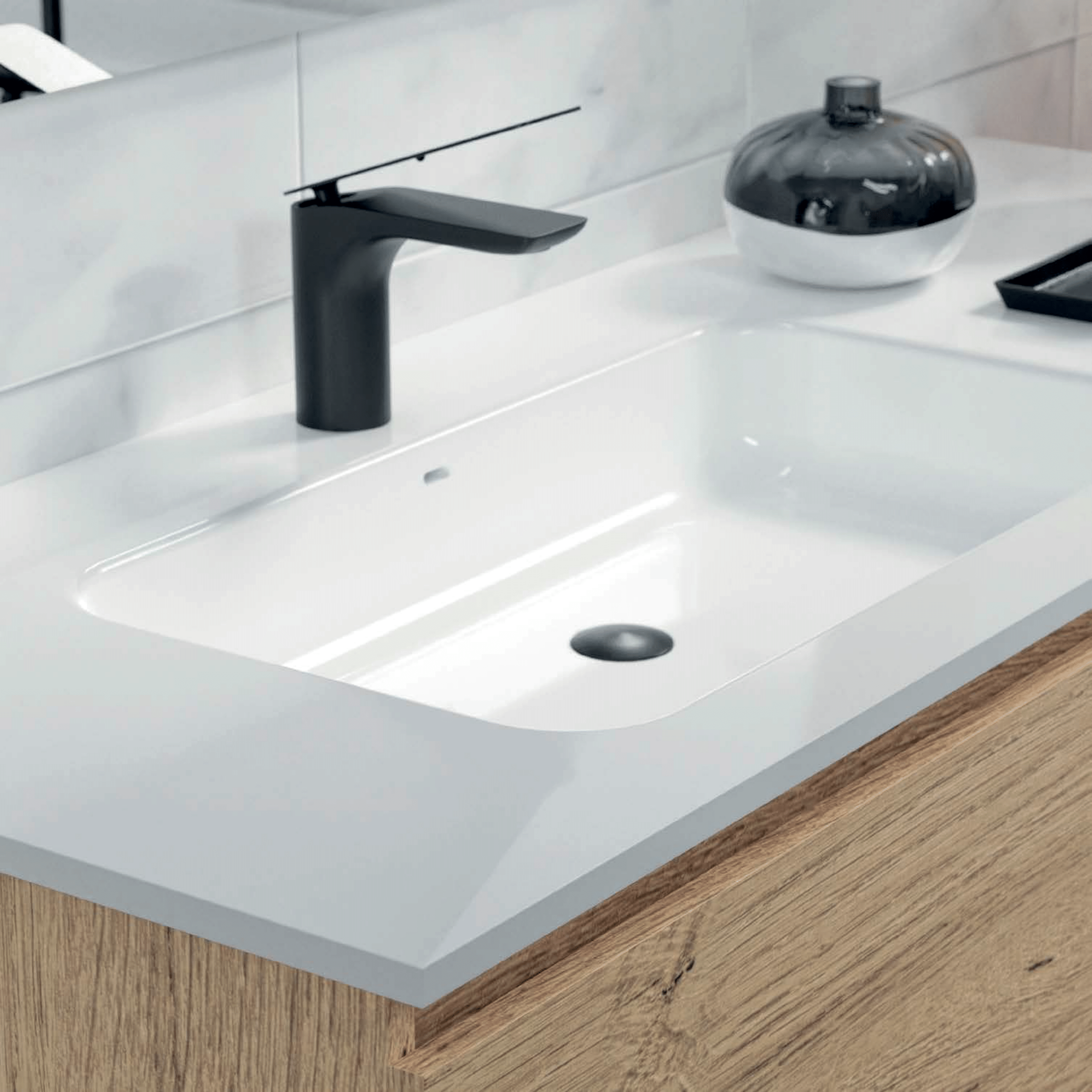 Mobile Bagno Sospeso 120 Cm Due Cassetti Un'Anta Specchio Con Lampada Led 120x70 Cm Esseci Arredo Bagno "Elba"