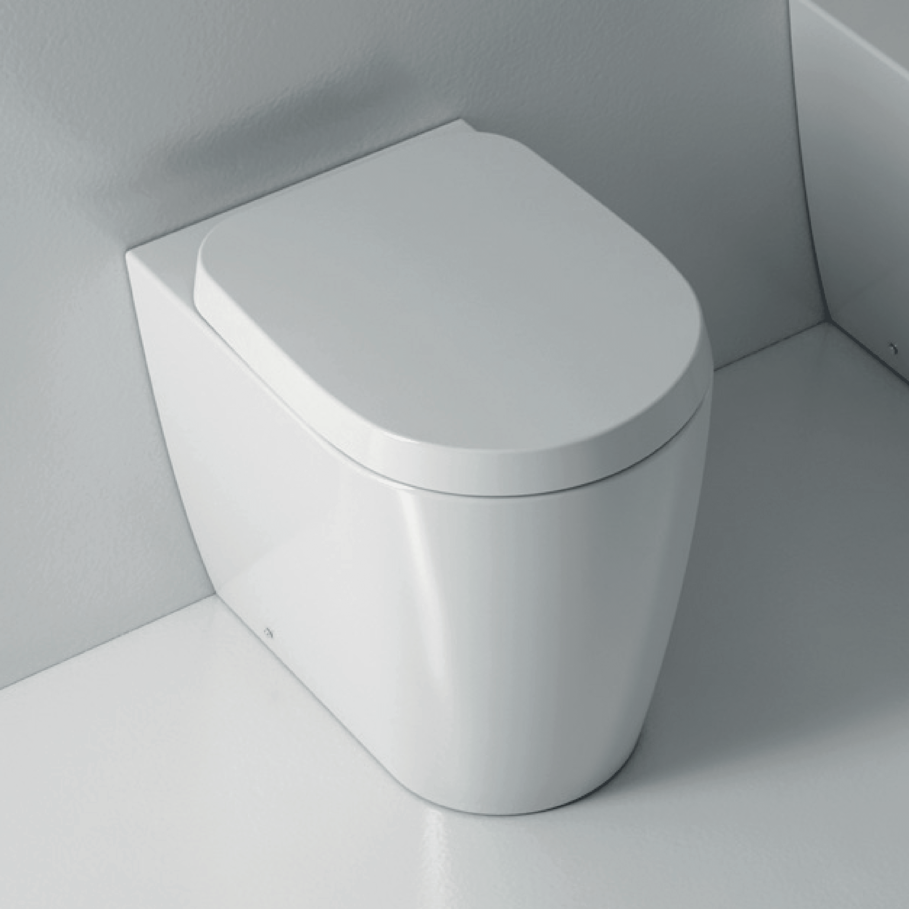 Wc a Terra Senza Brida Domus Falerii "Foglia Medium" Bianco Lucido