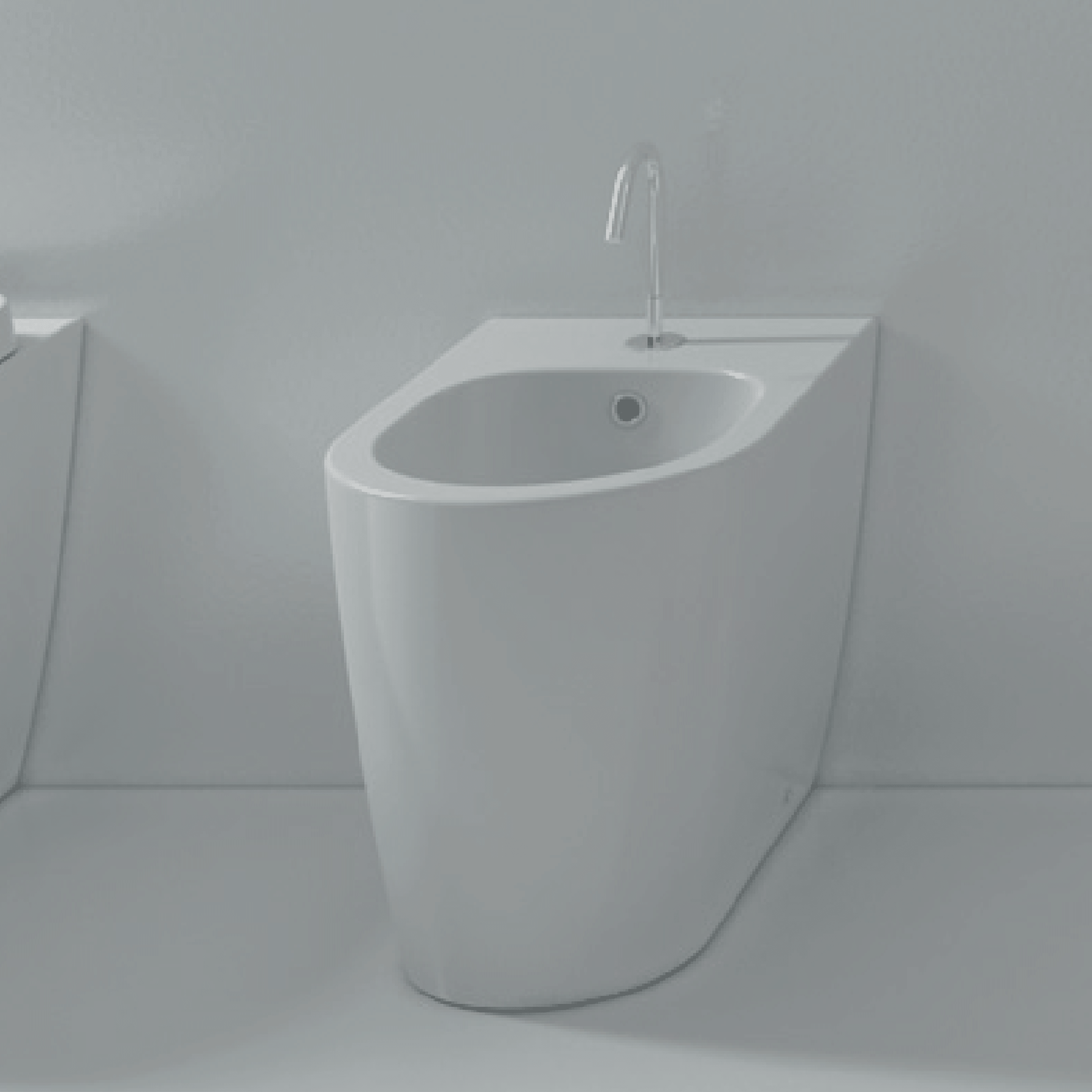 Bidet a Terra Domus Falerii "Foglia Medium" Bianco Lucido