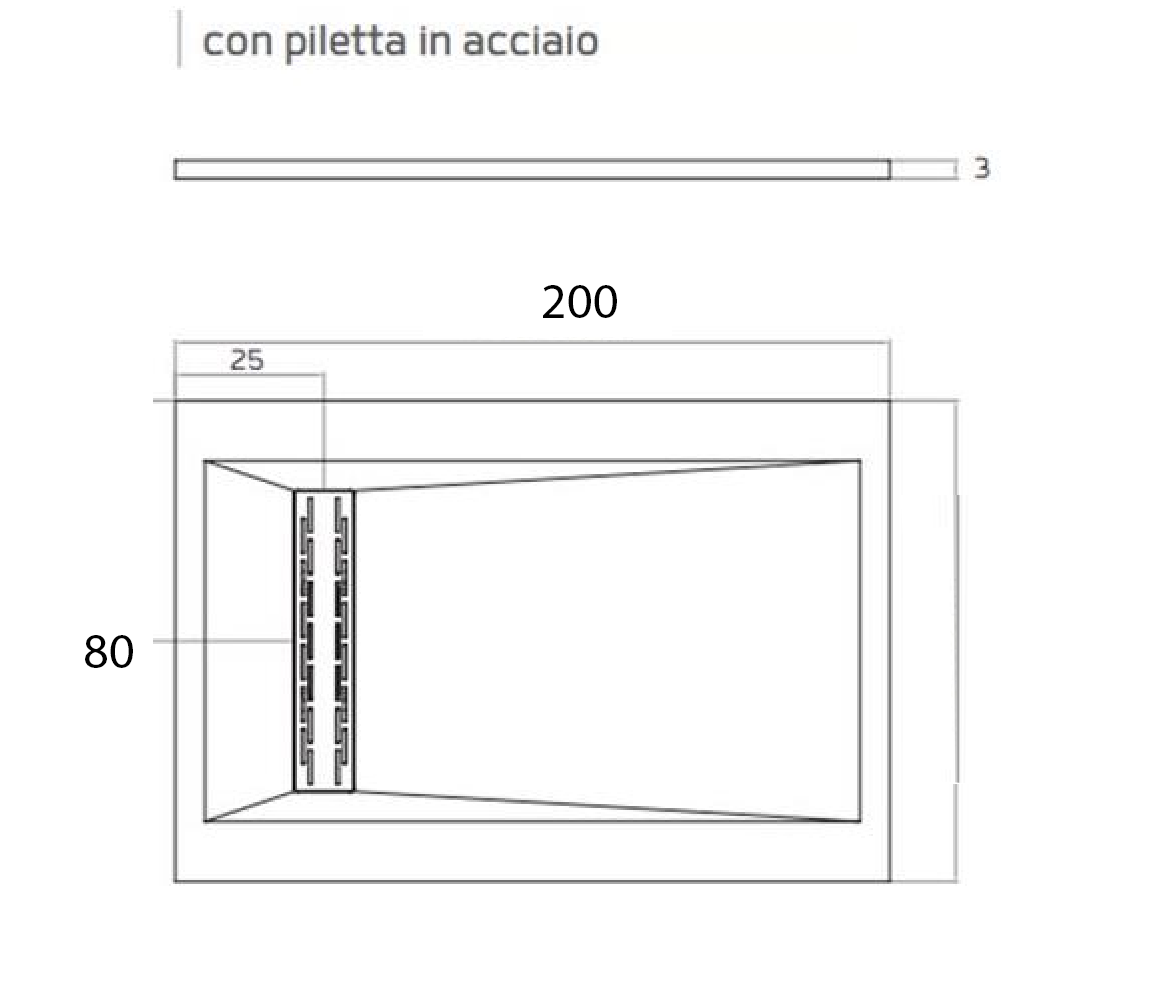 RelaxDesign "Rive Side Solid" Piatto Doccia In Marmoresina Da 80x200 Bianco