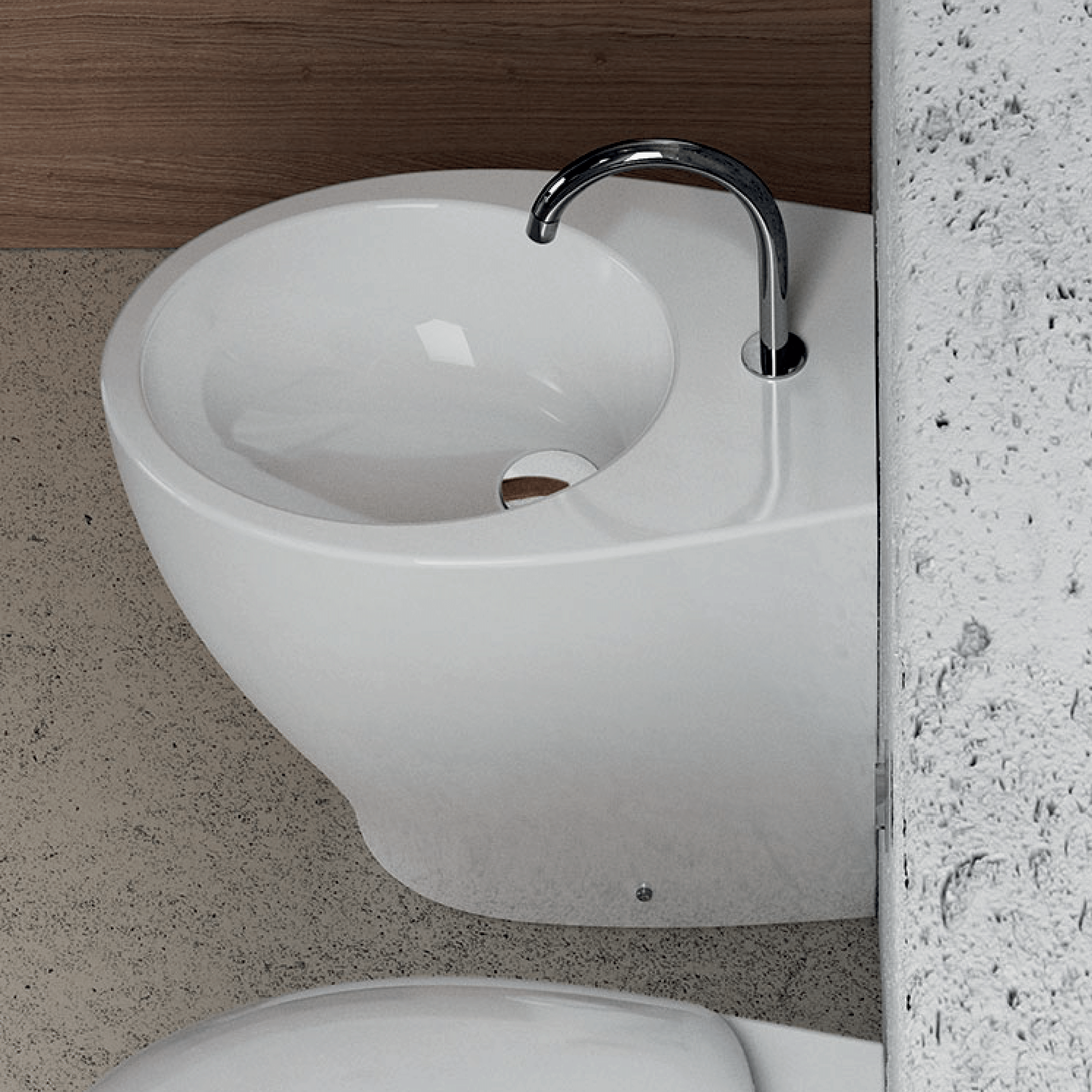 Bidet a Terra Domus Falerii "Mascalzone" Bianco Lucido