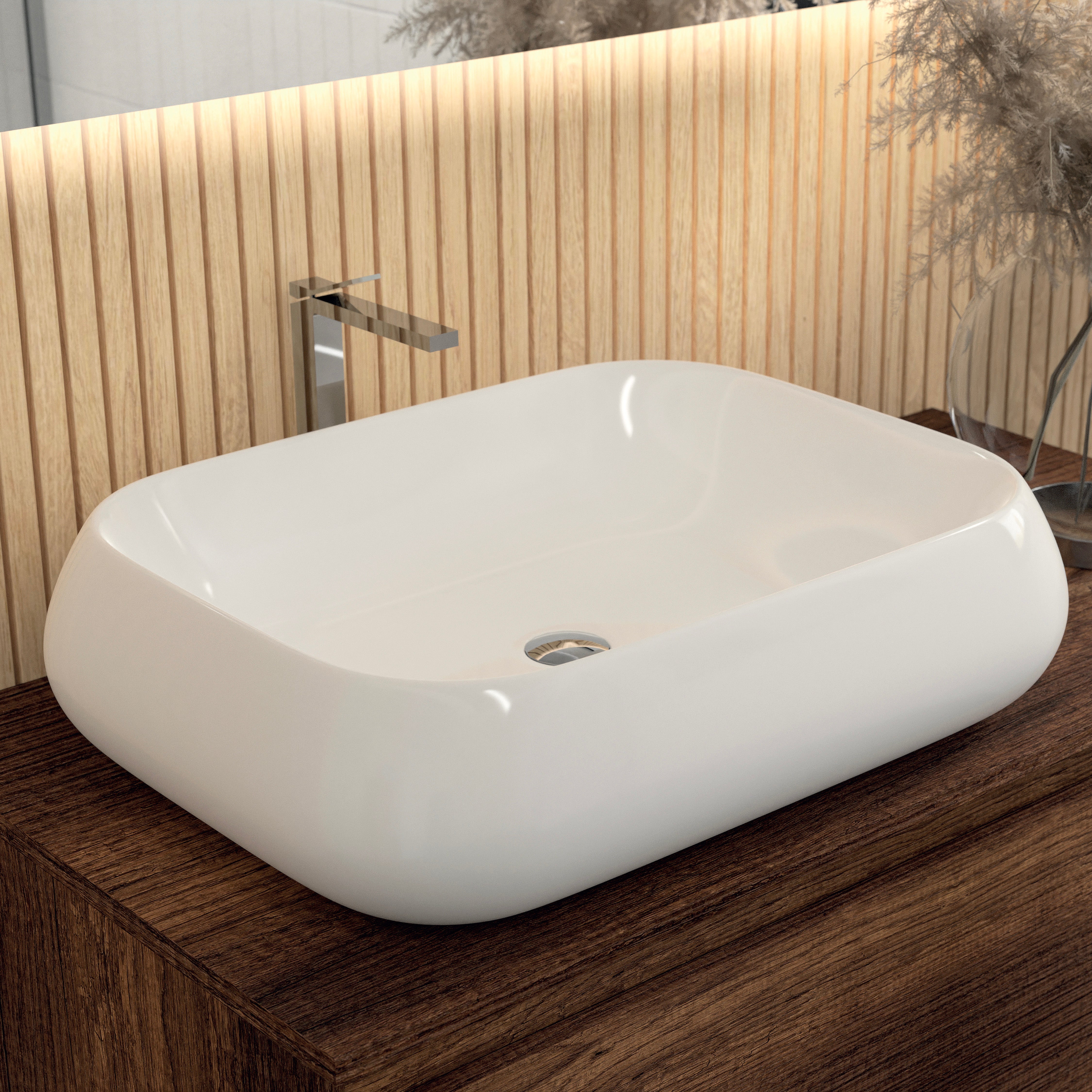 Mobile Bagno Sospeso 90 Cm Due Cassetti Con Vano a Giorno Specchio Retroilluminato 90x70 Cm Esseci Arredo Bagno "Minerva Piano"