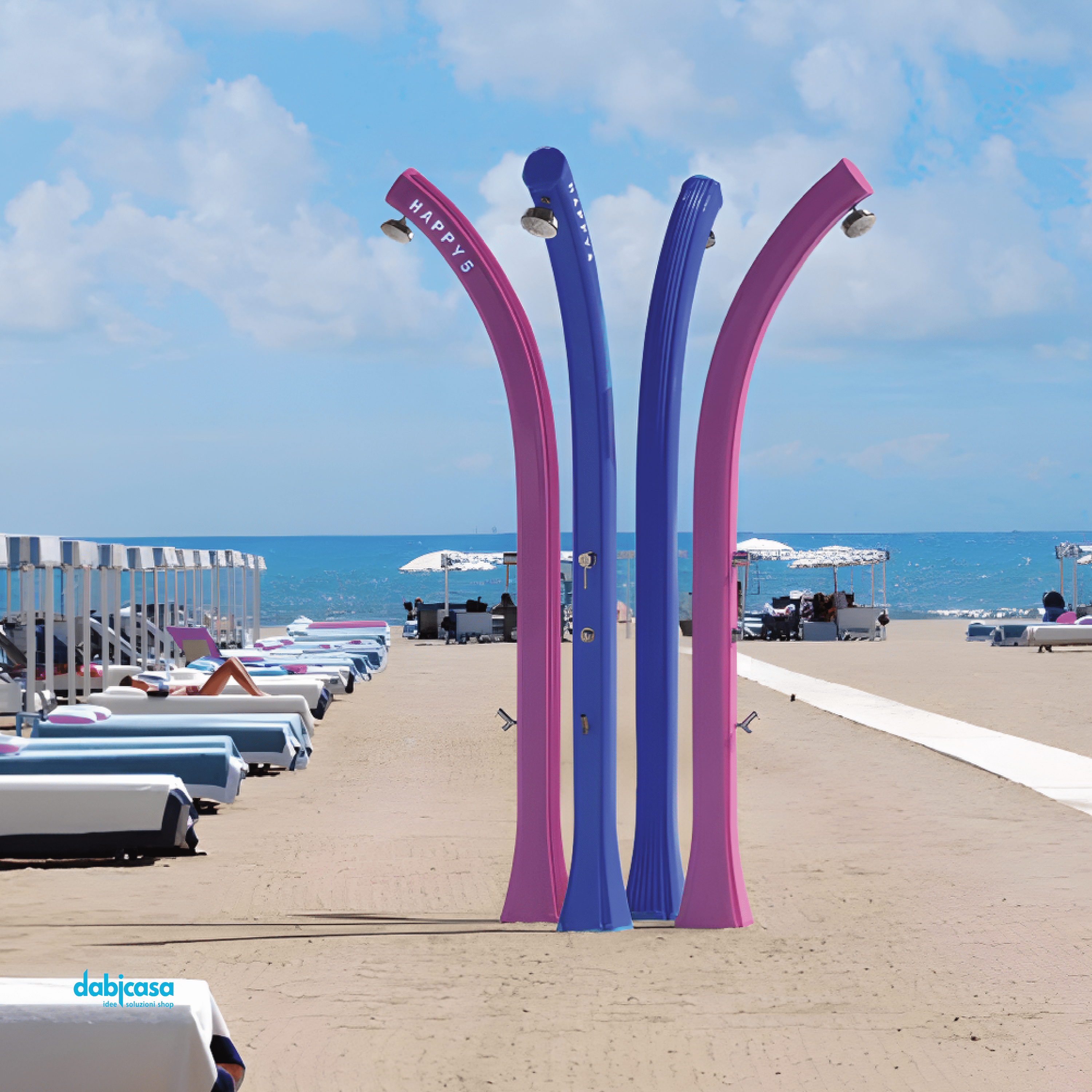 Arkema "Happy Beach F530" Doccia Solare In Polietilene Colorato In Massa Accessori In Ottone Abs Cromato
