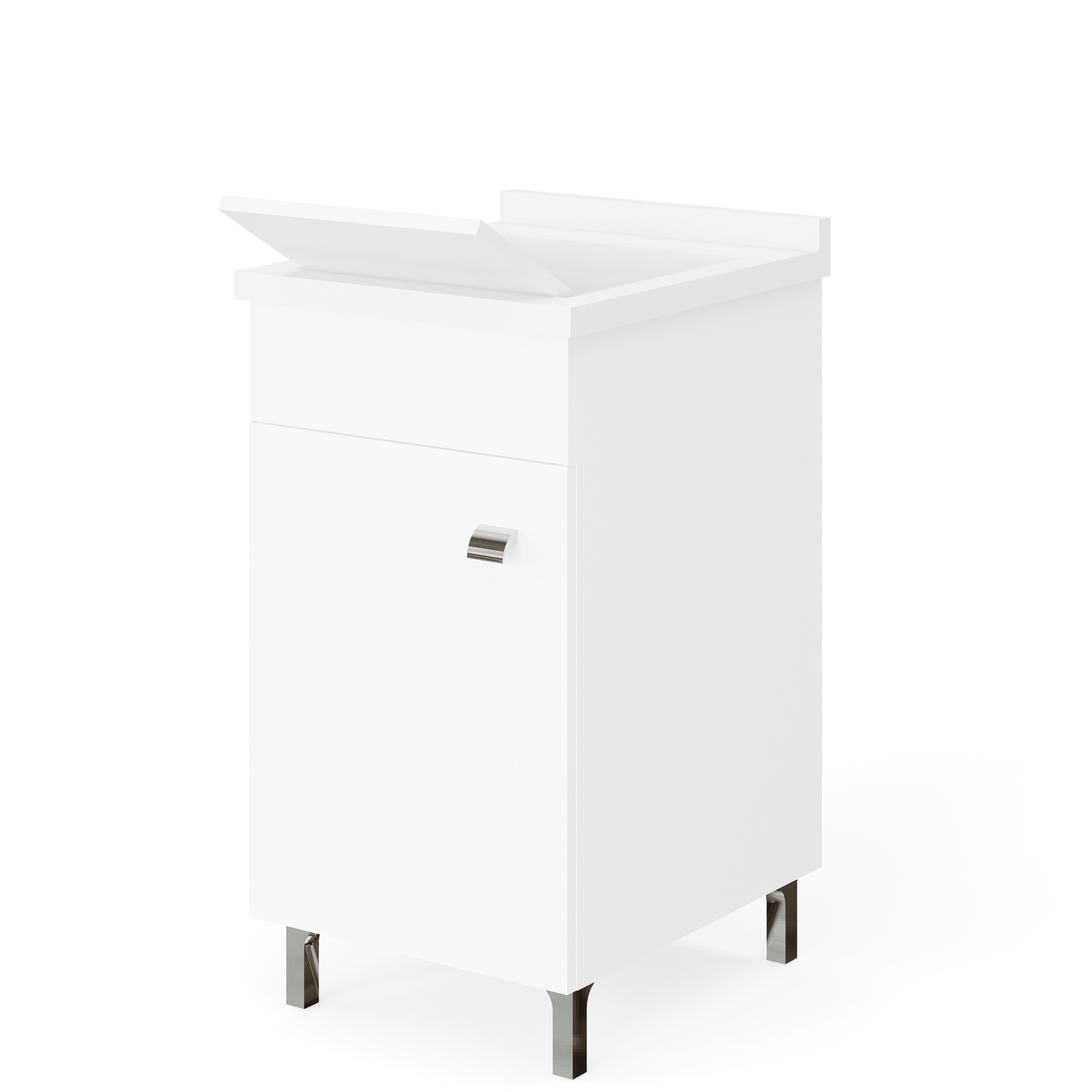 Lavatoio a Terra 45x50 Un'Anta Con Vasca e Tavoletta "Enea" Bianco Lucido