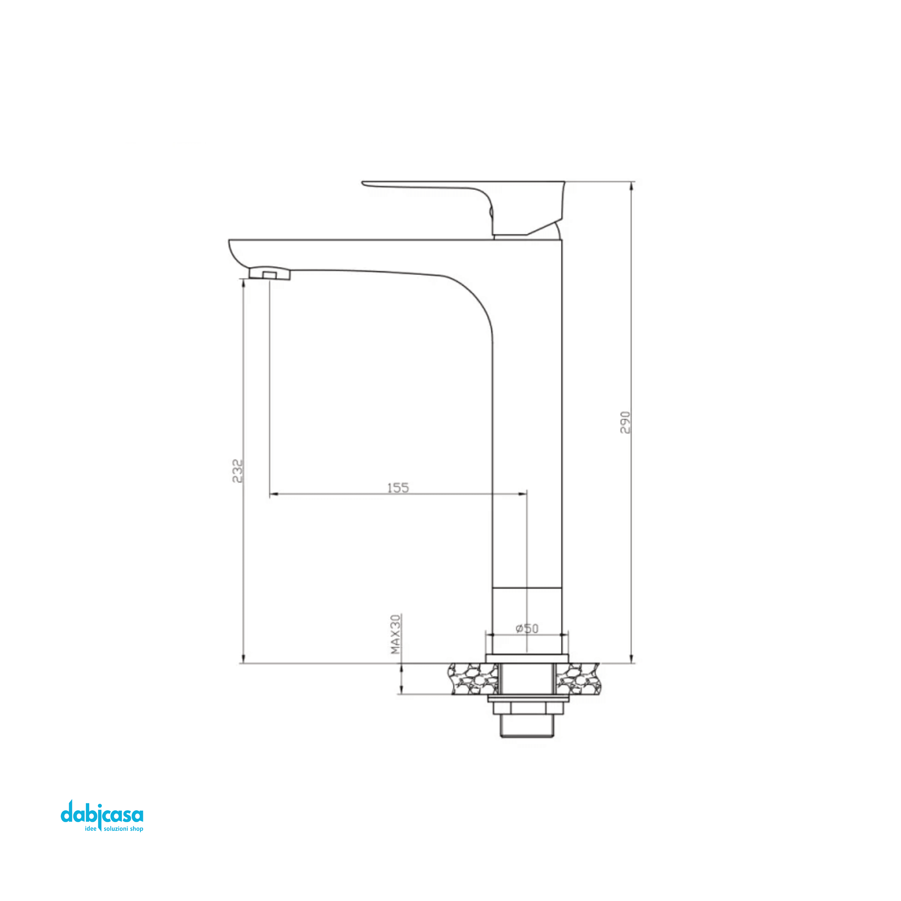 Miscelatore Lavabo Alto "Flat" Con Scarico Click-Clack