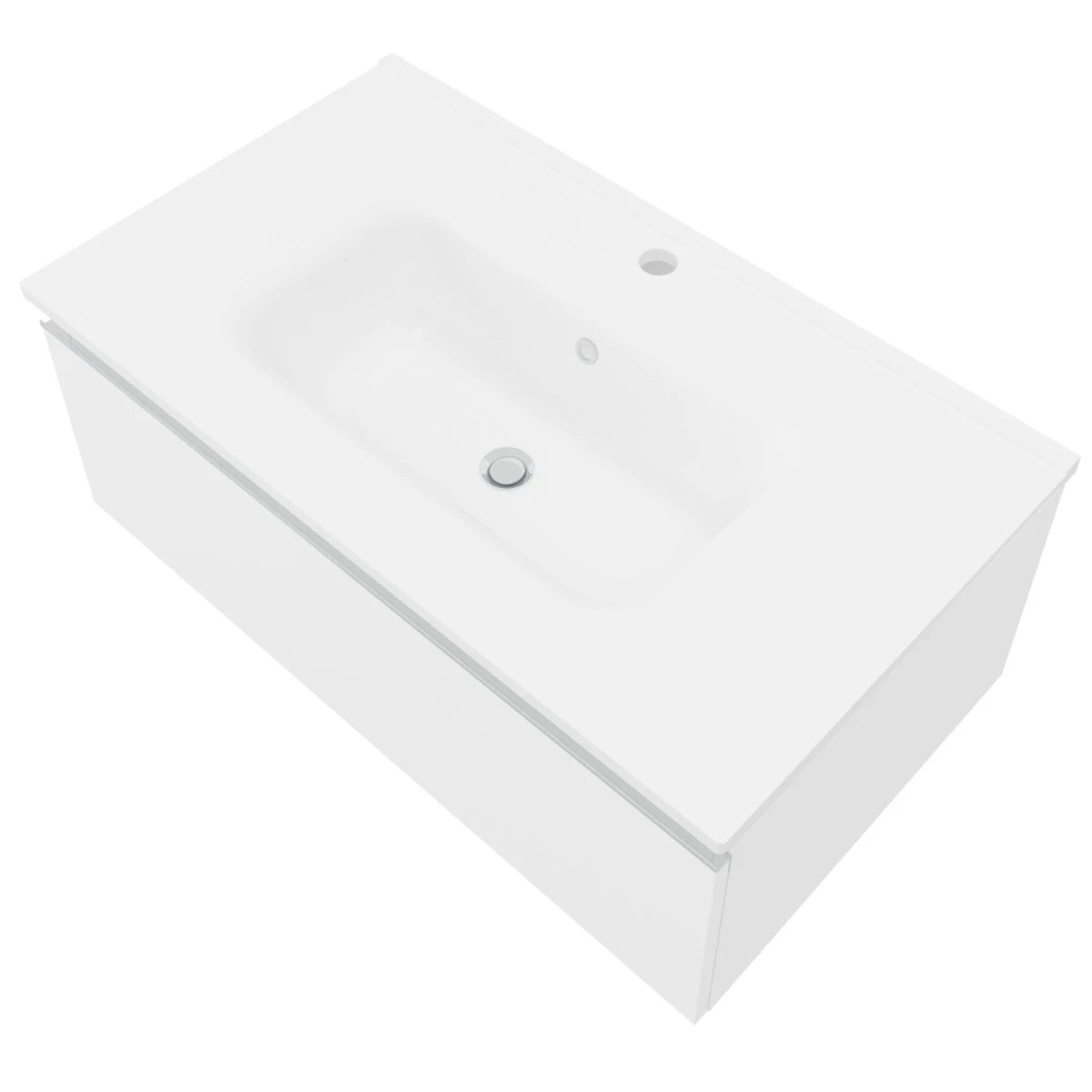 Mobile Bagno Sospeso Sfalsato 80 Cm Due Cassetti Specchio Con Illuminazione Led Savini Due "Albatros" Bianco Opaco