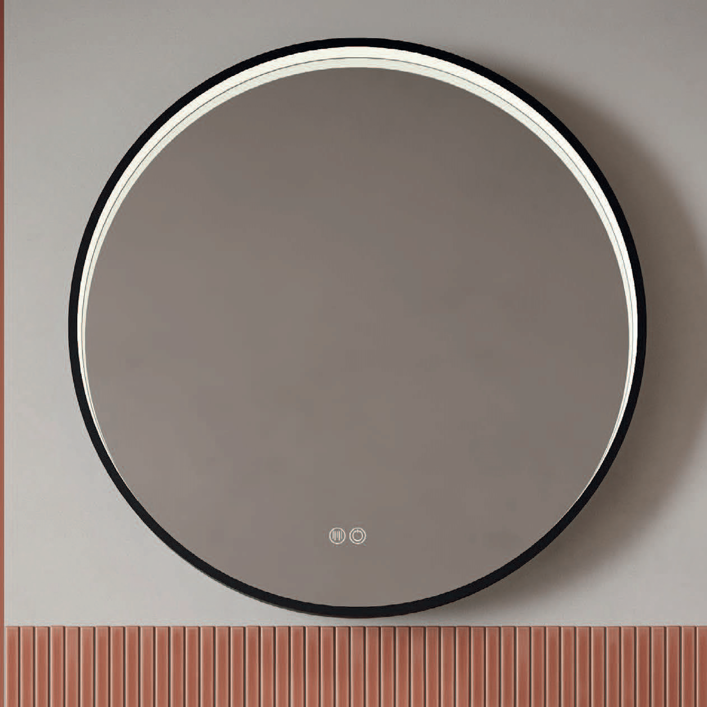 Specchio Tondo Diametro 60 Illuminazione Frontale Con Touch Accensione e Tasto Antifog "Physis