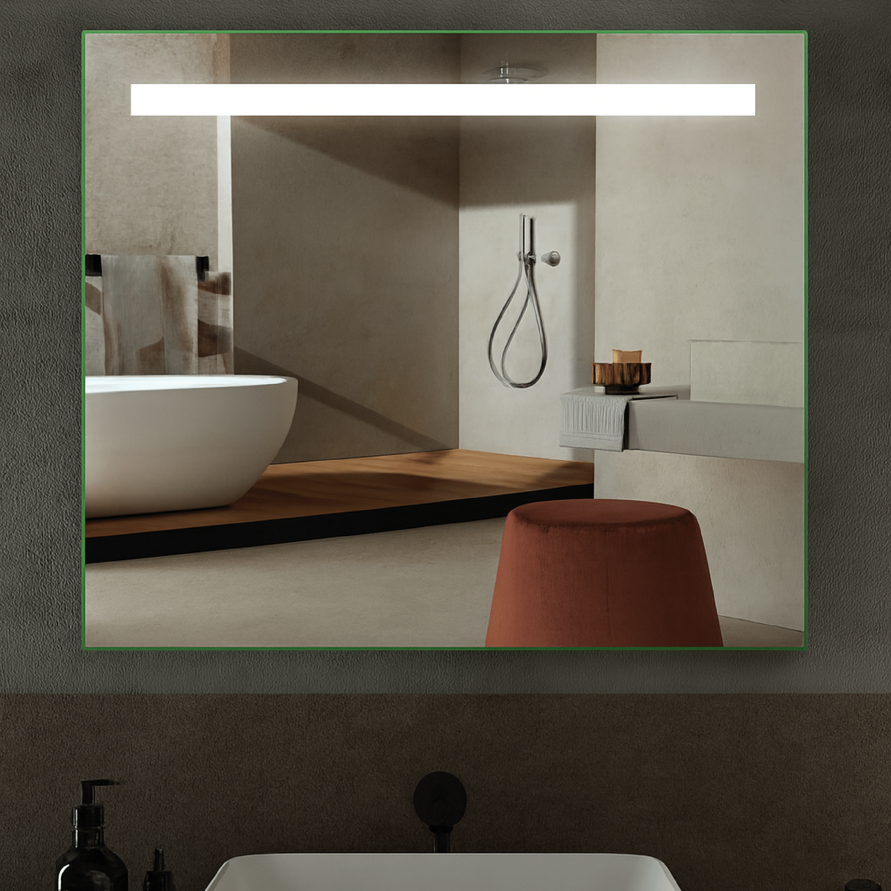 Specchio Rettangolare Illuminazione Frontale 100x70 "Ecolux"