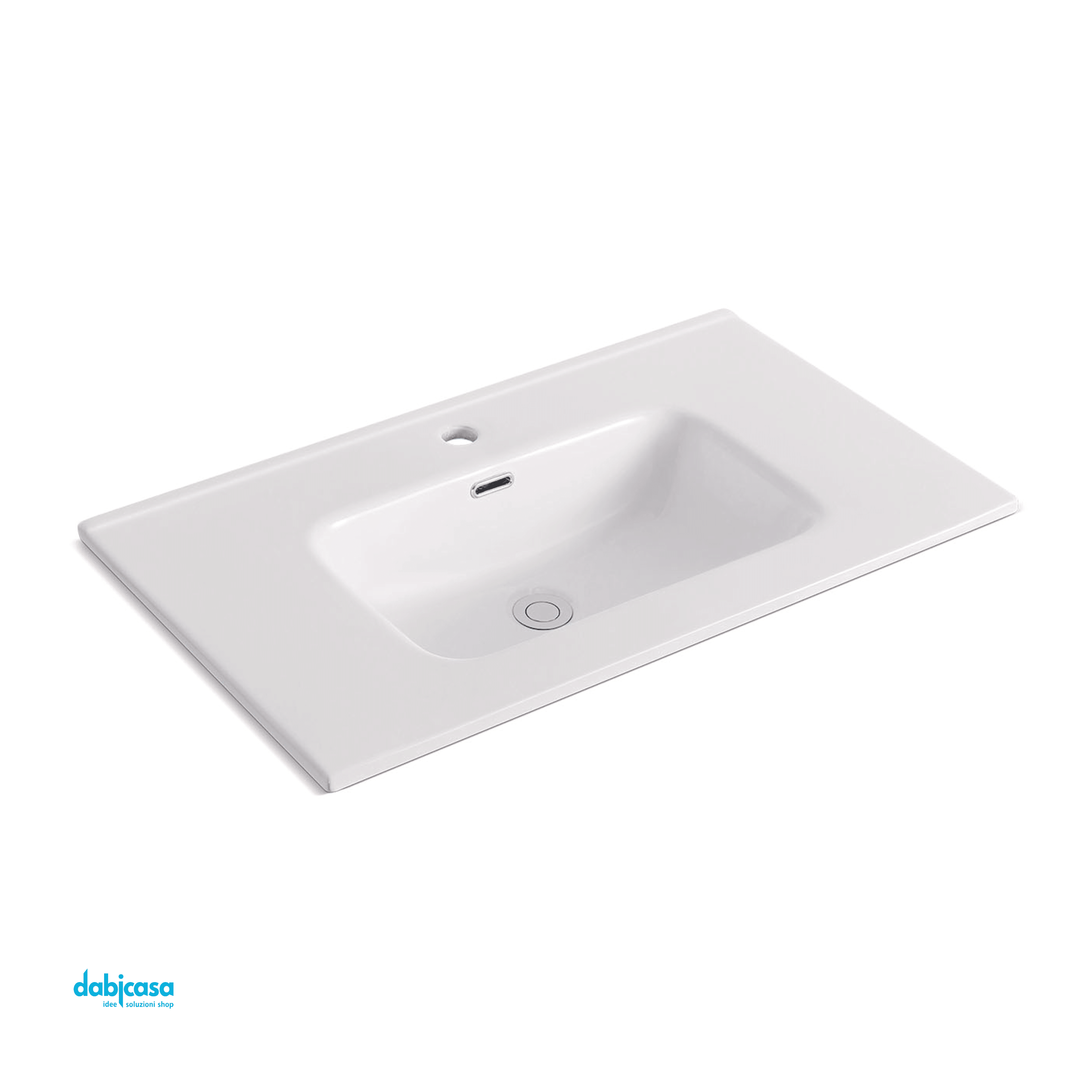 Lavabo Da Incasso "Alba" 81x46 In Ceramica Finitura Bianco Lucido