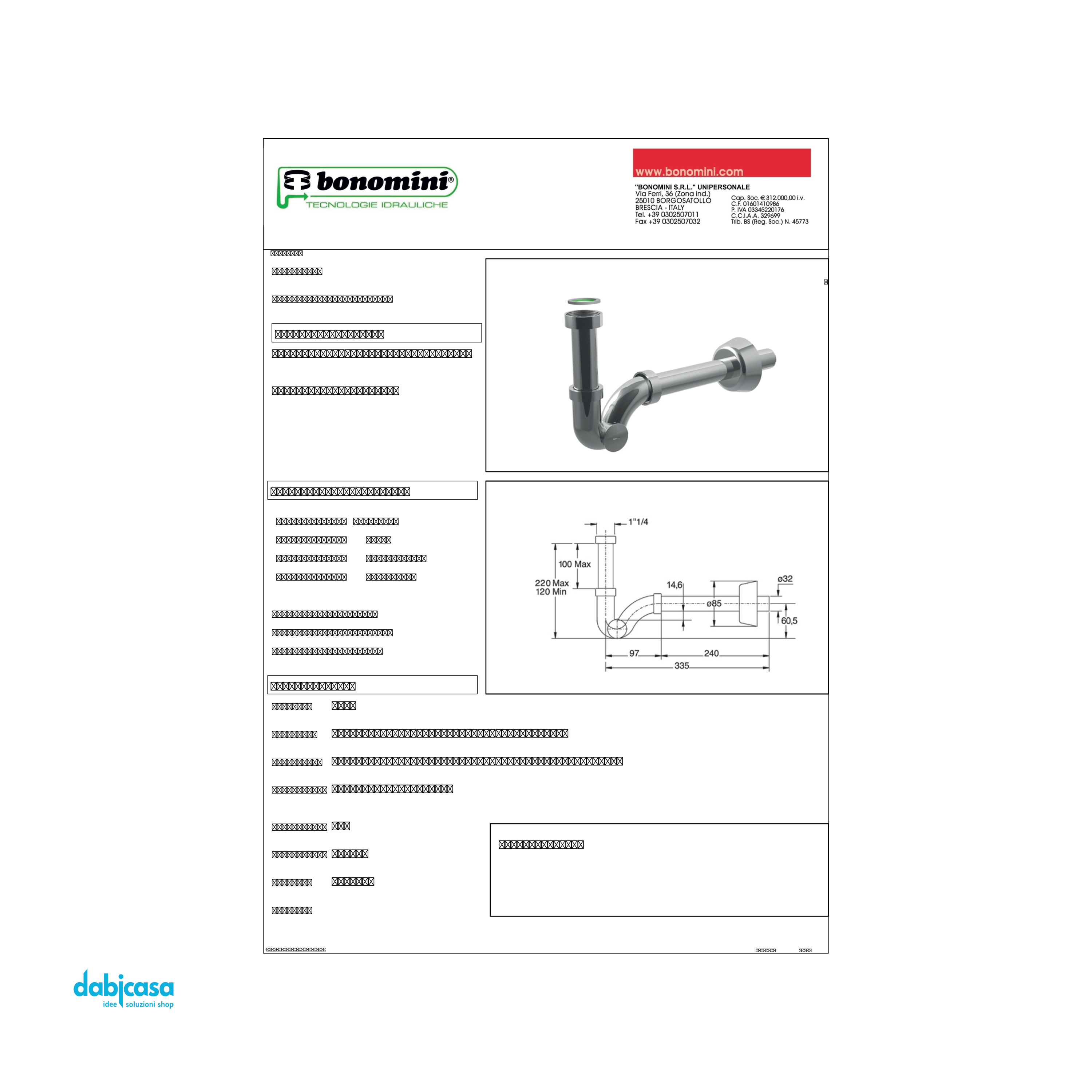 Bonomini "Esse" Sifone Ispezionabile Per Lavabo e Bidet In Abs/Ottone Finitura Cromo Lucido