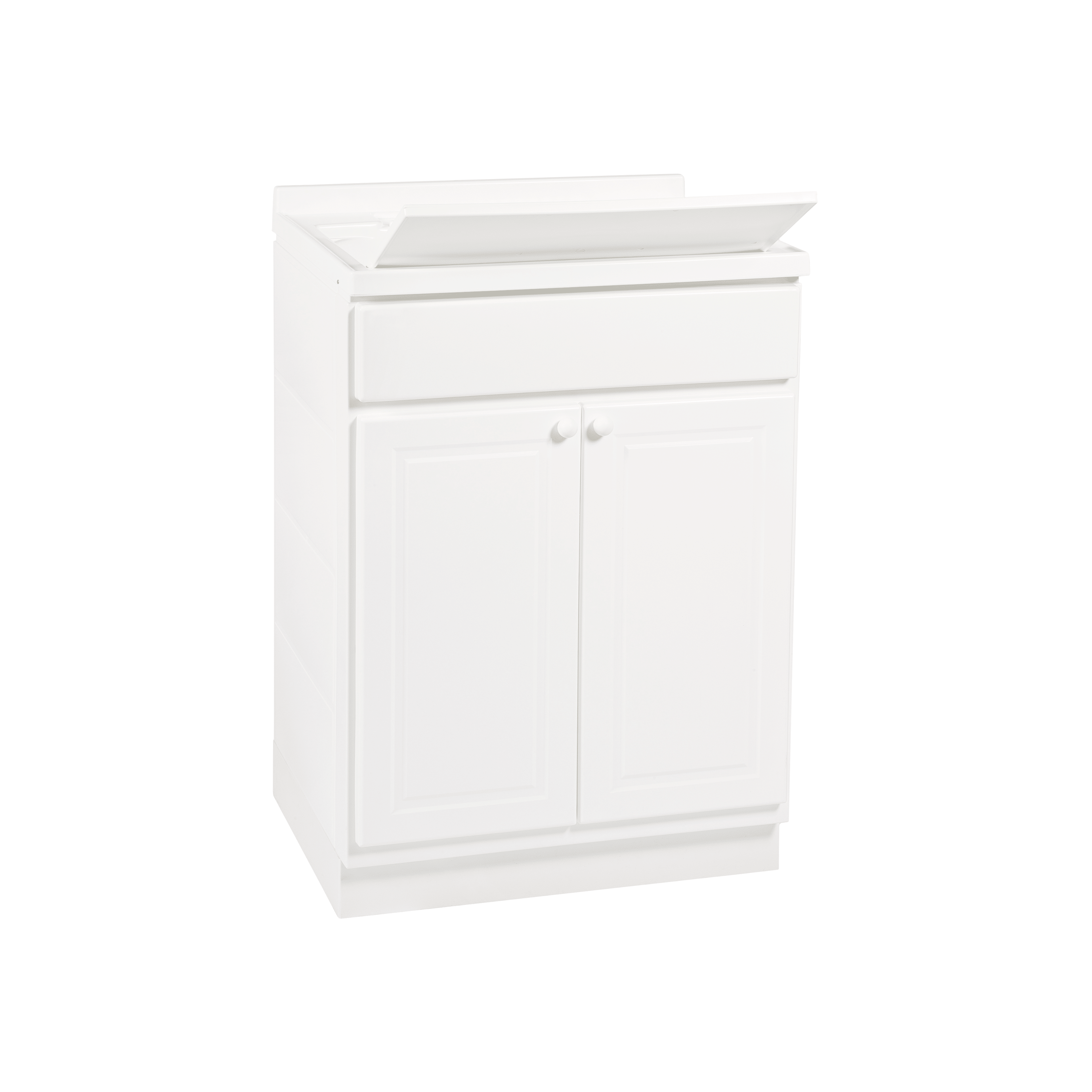 Lavatoio a Terra Per Interno/Esterno 60x60 Due Ante Con Vasca Sifone e Tavoletta "Selene" Bianco