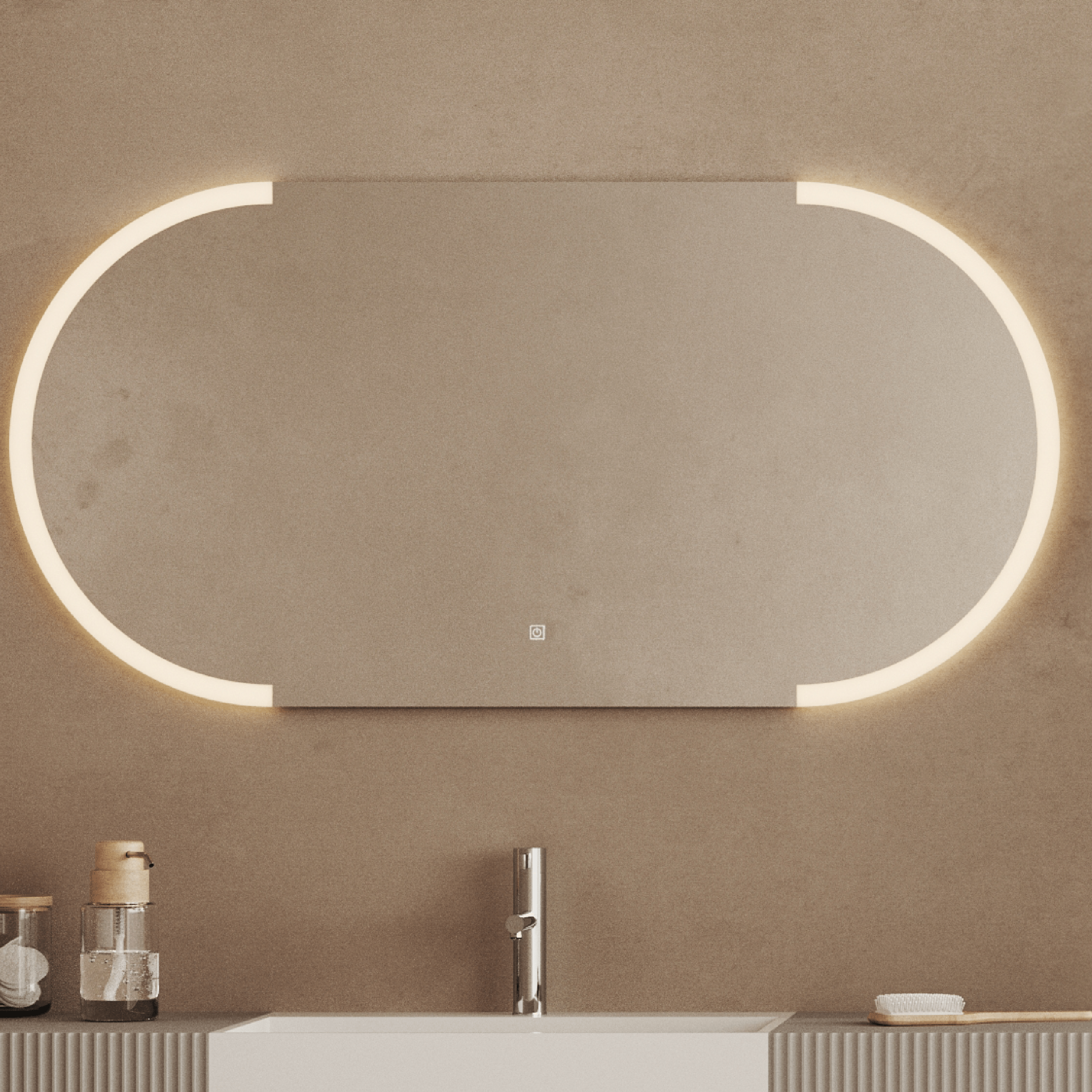 Specchio Ovale Retroilluminato 120x60 Con Interruttore a Sensore Savini Due