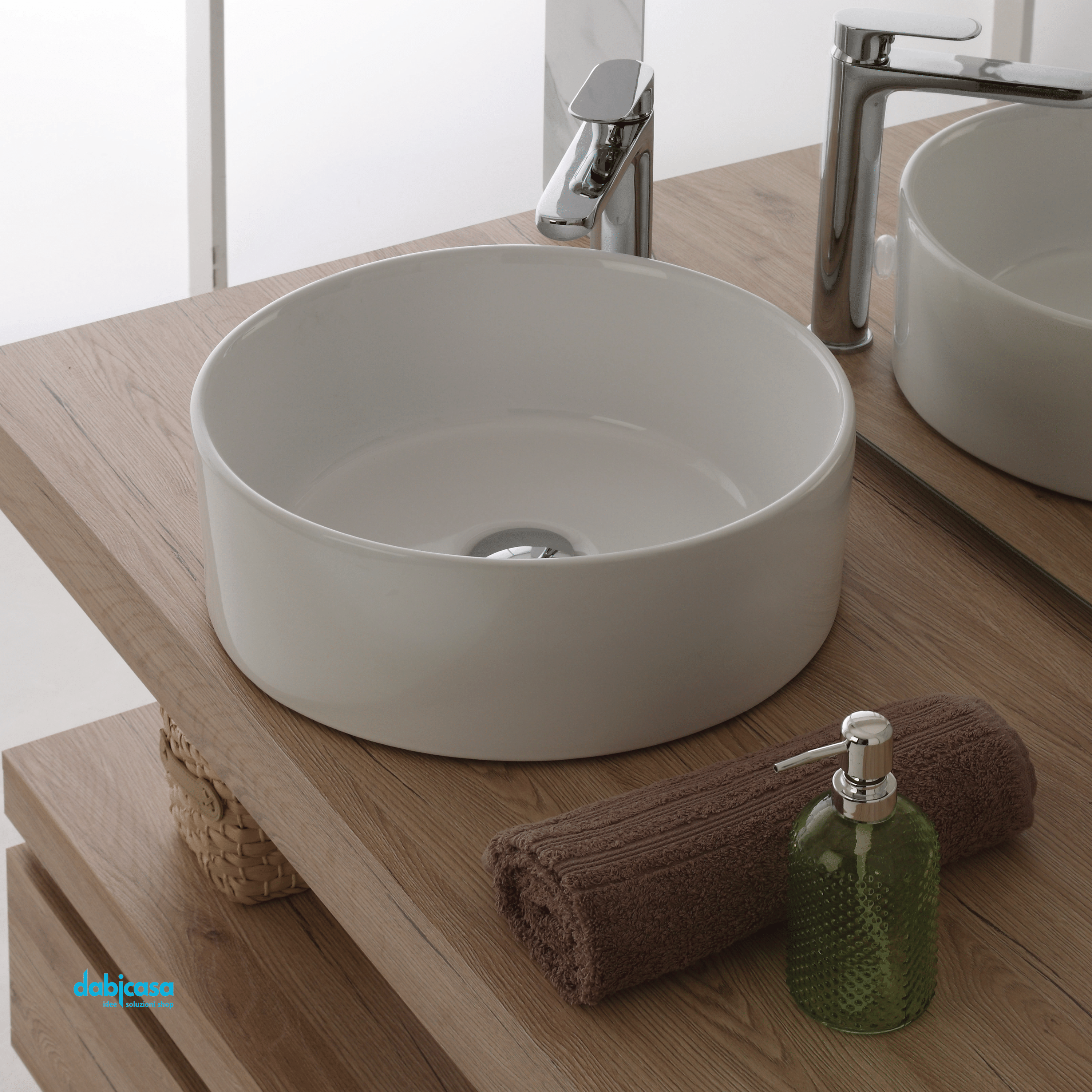 Lavabo D'Appoggio In Ceramica Bianco Lucido Diam.40