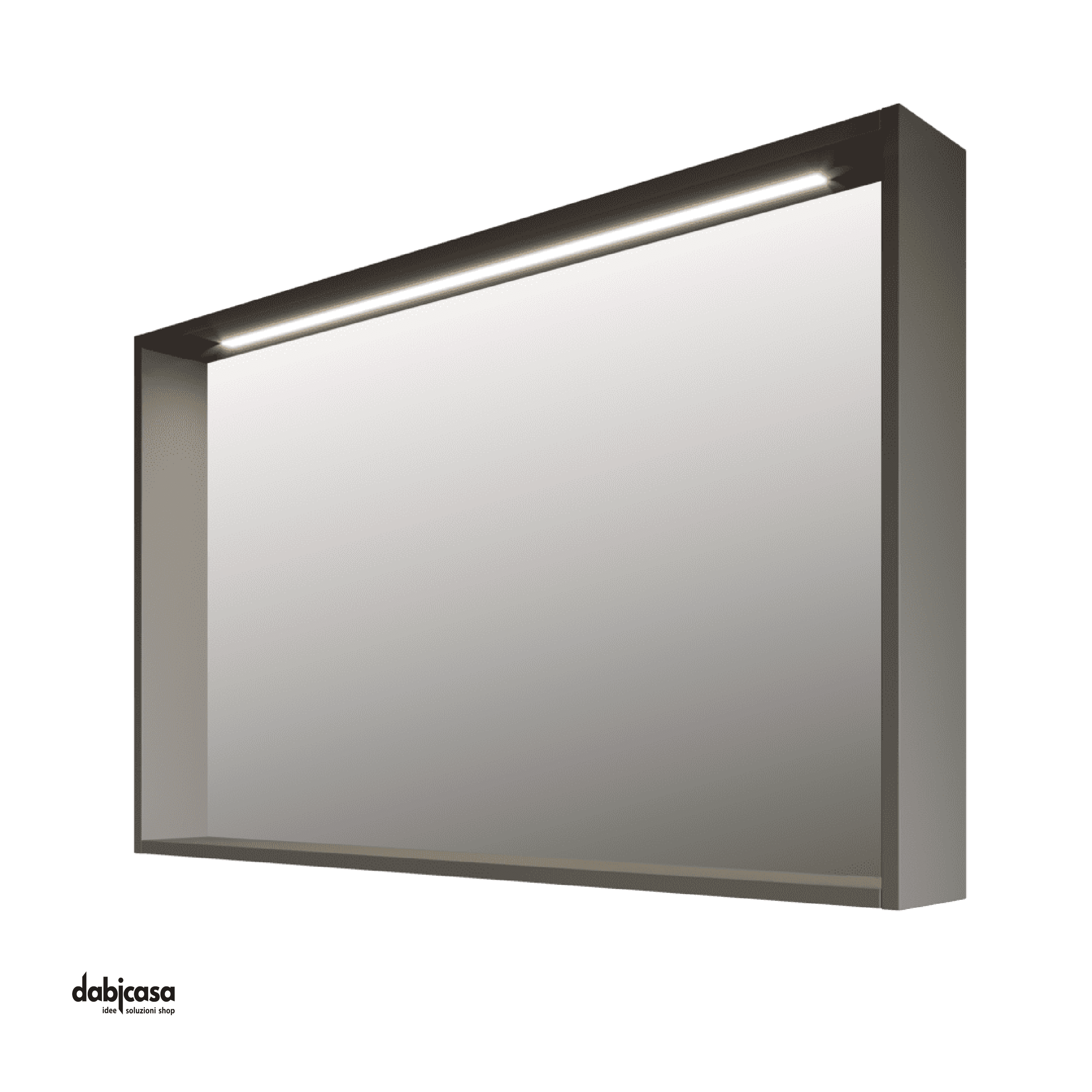 Specchio Quadrante "Specchiere" Da L 84 Cm In MDF C/Barra Led