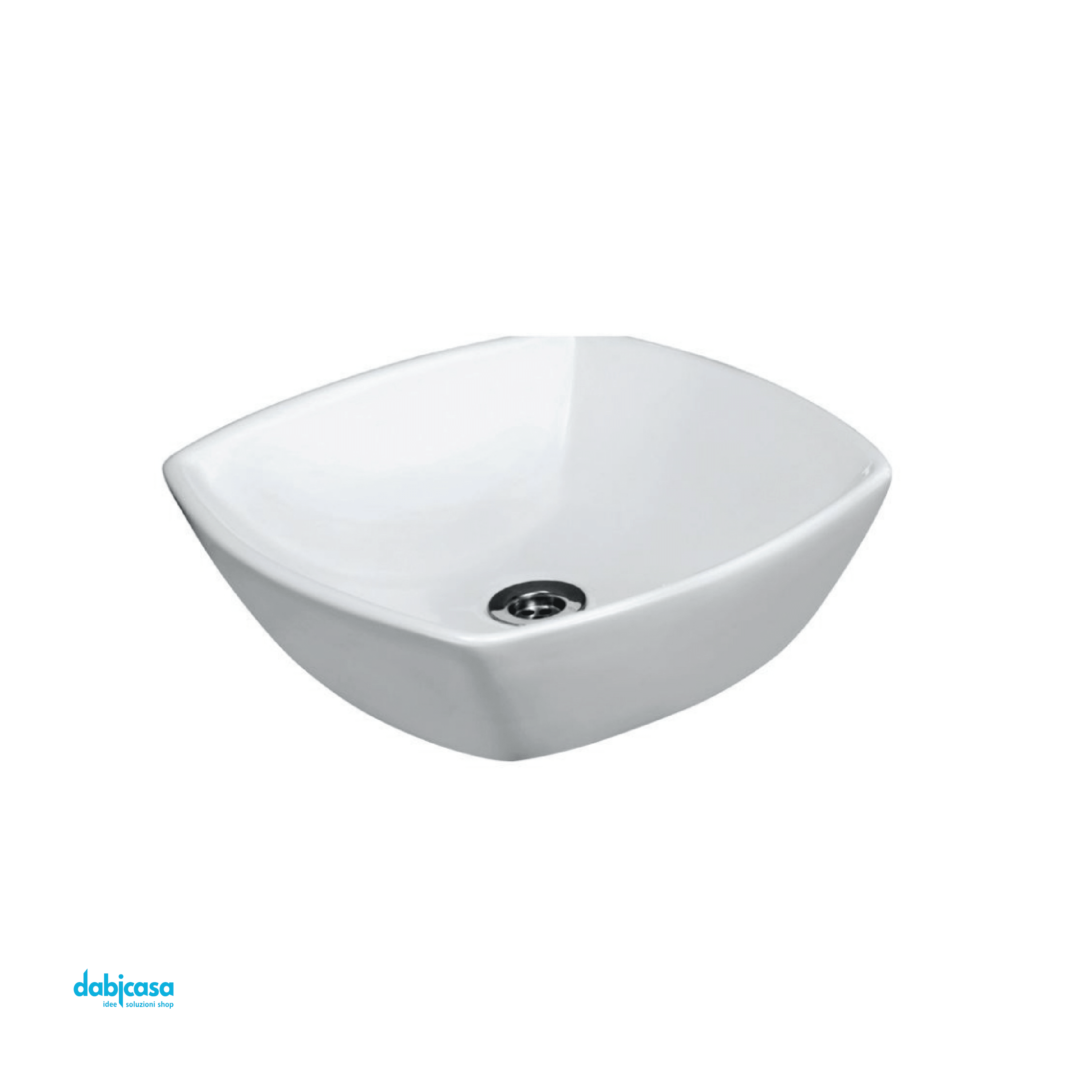 Lavabo Appoggio "Ica" Da 42cm Finitura Bianco Lucido