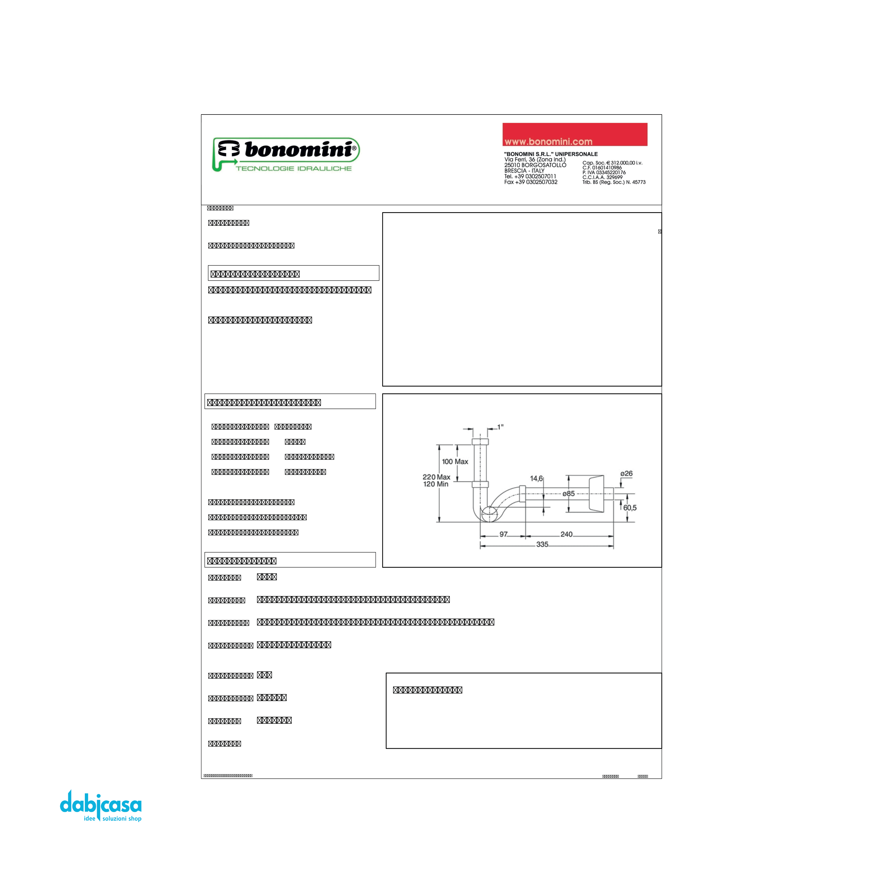 Bonomini "Esse" Sifone Ispezionabile Per Lavabo e Bidet In Abs/Ottone Finitura Cromo Lucido