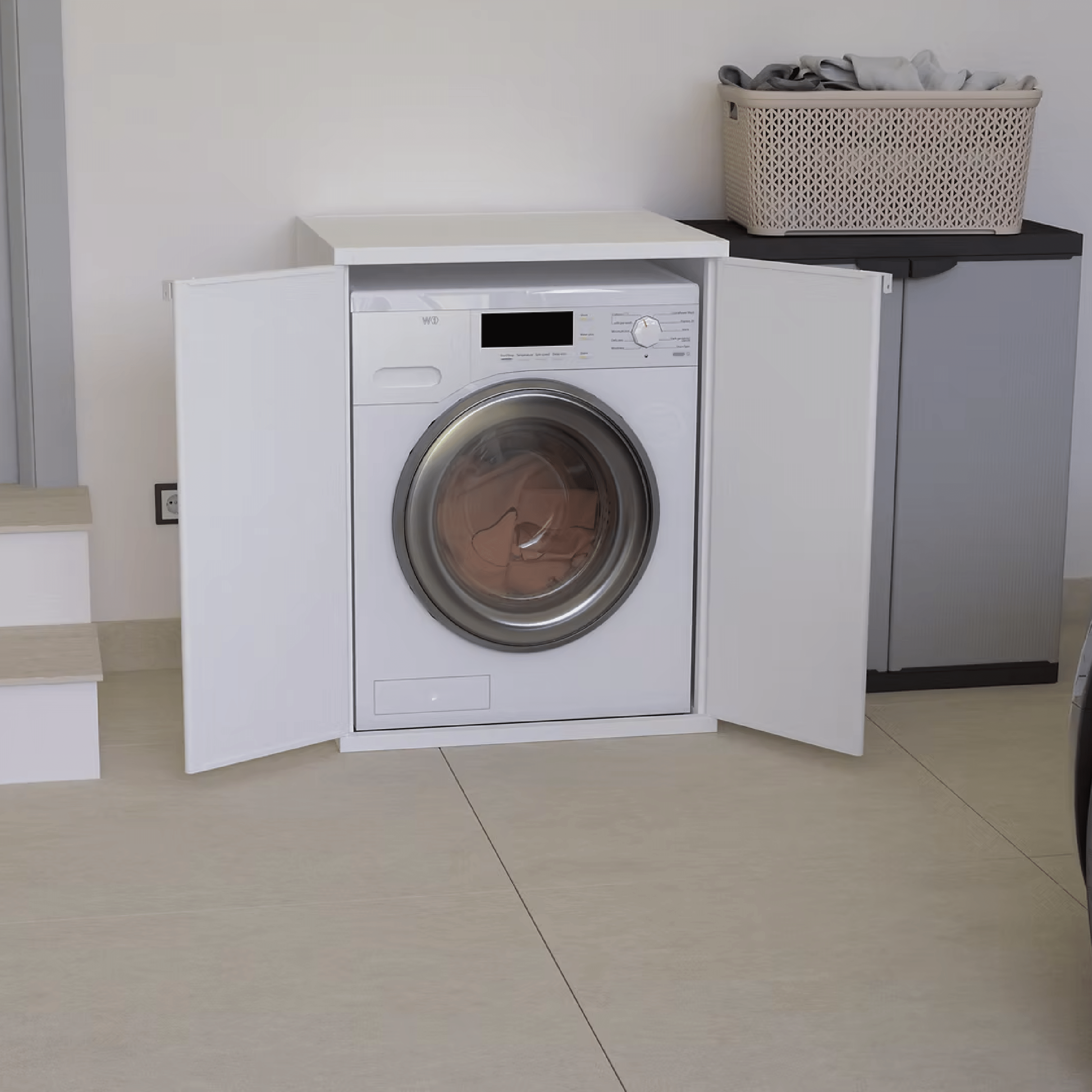 Mobile Per Lavatrice Esterno 68,5x64,5 Mongardi "Outdoor" Bianco Lucido